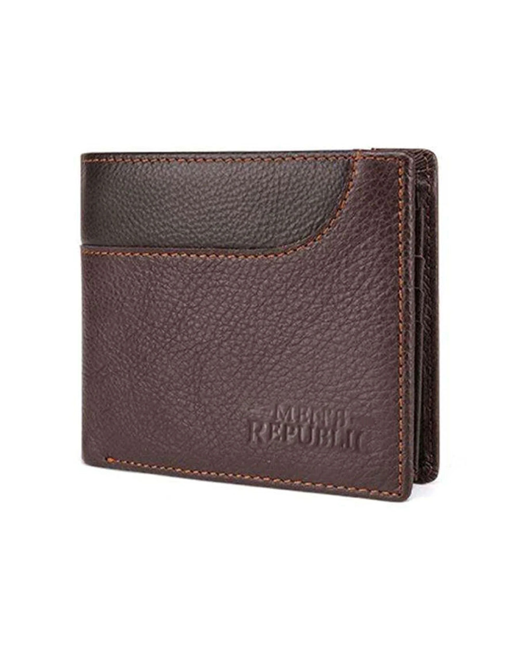 3 Mens Republic Leather Bifold Rfid Protected Wallet Genuine Leather - Brown, 3 of 6