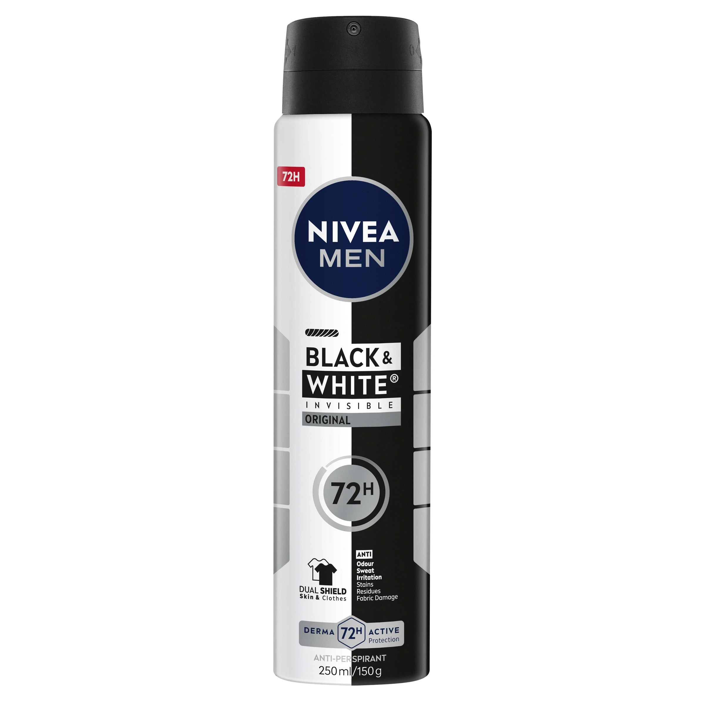 1 Nivea Men Black & White Invisible Original Anti-Perspirant Aerosol Deodorant 250ml, 1 of 8