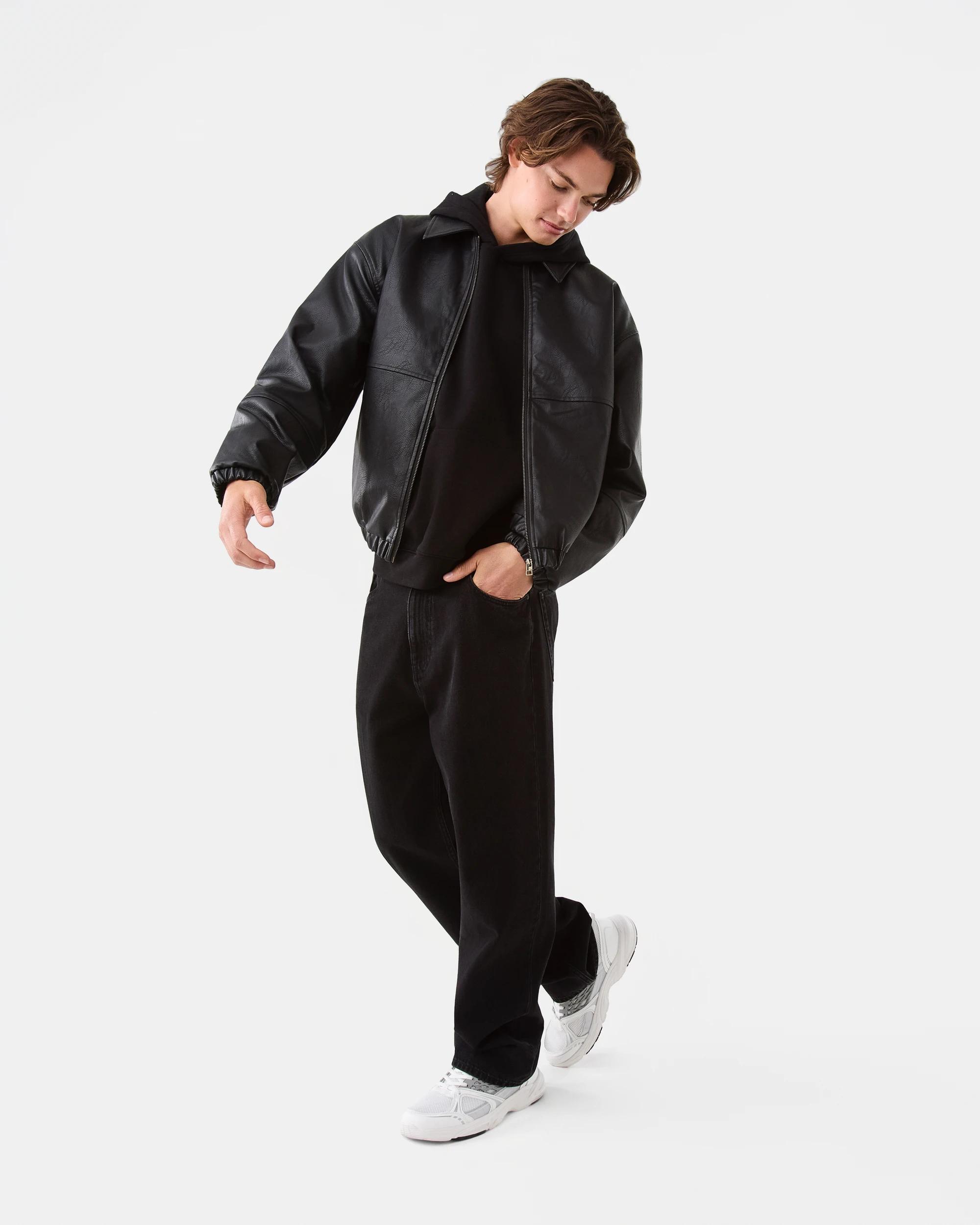 3 PU Bomber Jacket Black, 3 of 8