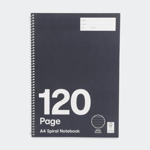 120 Page A4 Spiral Notebook - Black and White