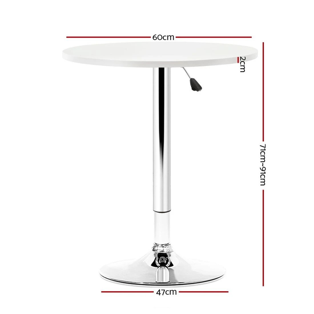 1 Artiss Bar Table Gas Lift Round - White, 1 of 7