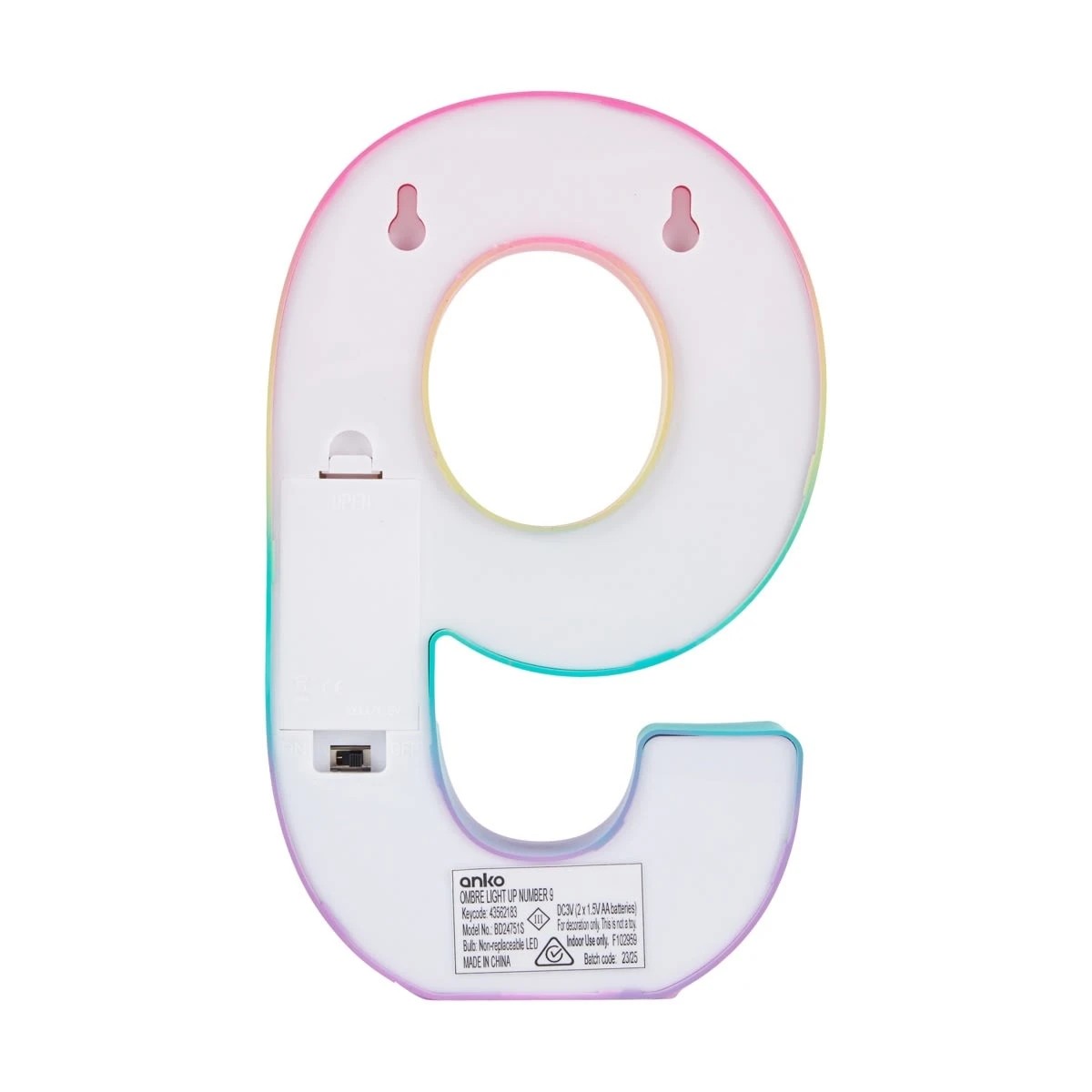 3 Ombre Light Up Number - 9, 3 of 5