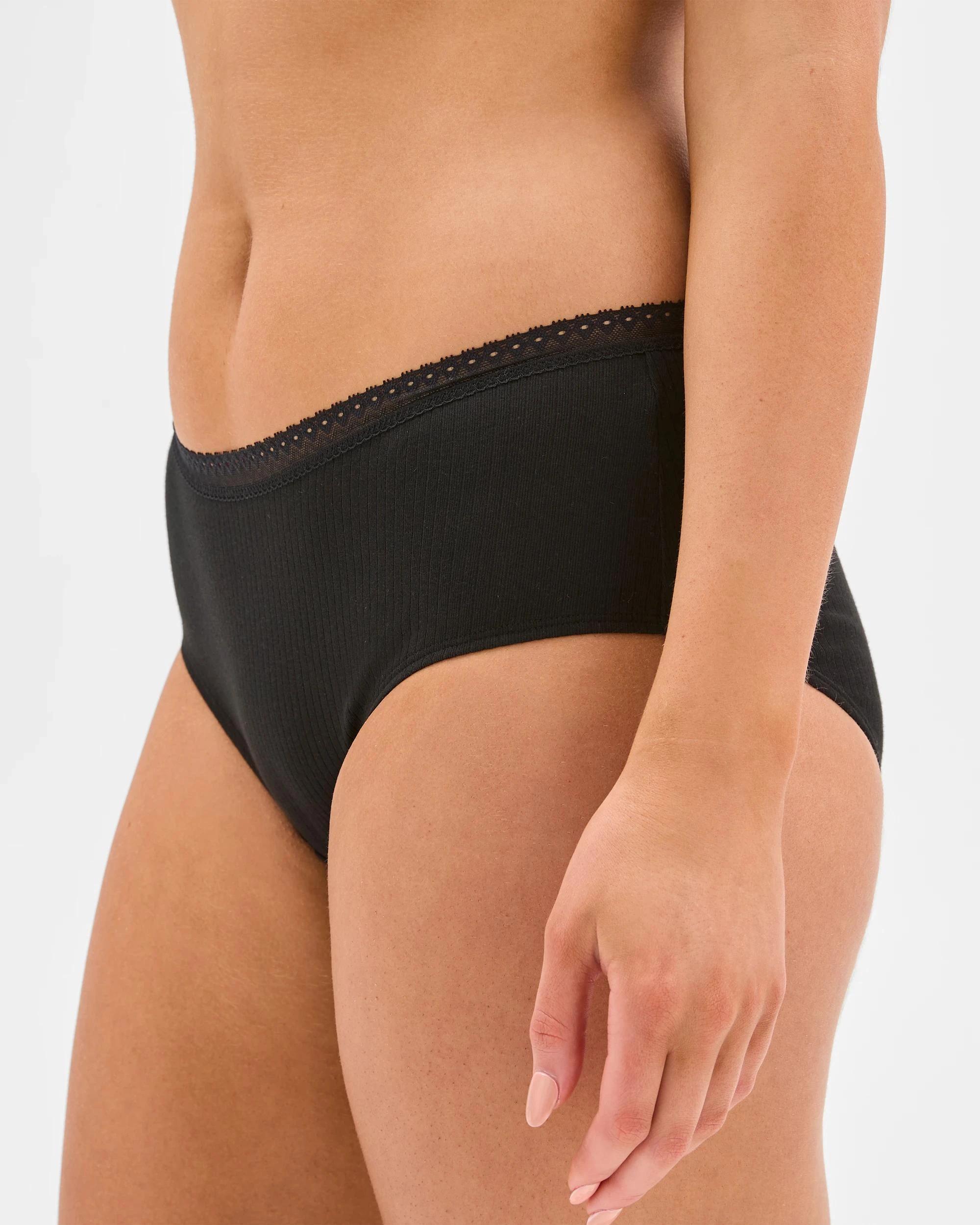 2 Lily Loves Australian Cotton 2 Pack Pointelle Boyleg Briefs BLACK, 2 of 3