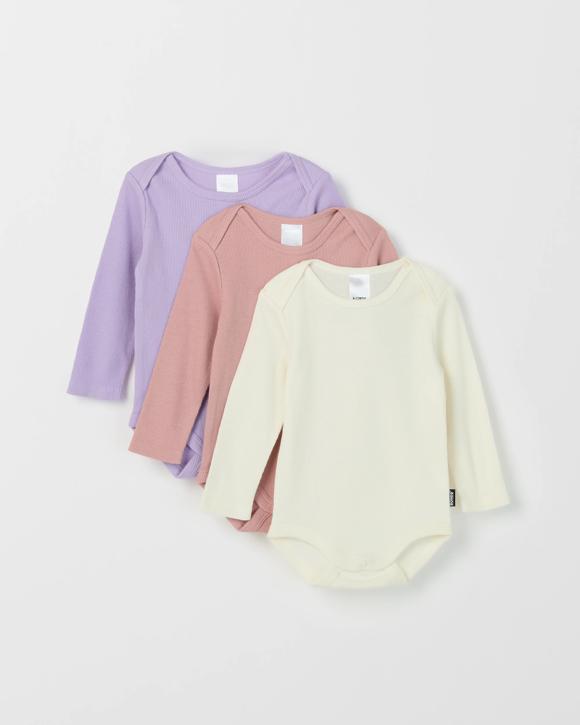 Bonds 3 Pack Baby Everyday Long Sleeve Ribbed Bodysuits