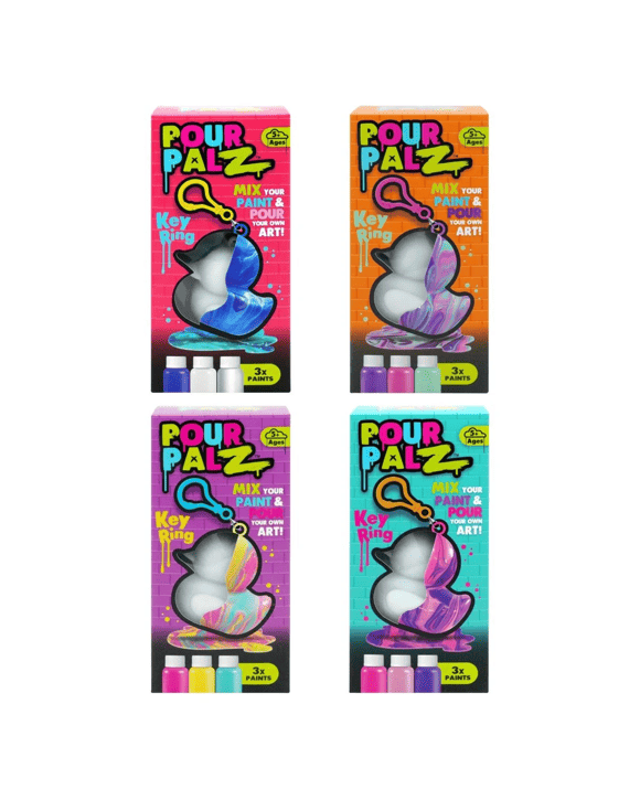 Pour Palz Mini Paint Duck Keyring - Assorted