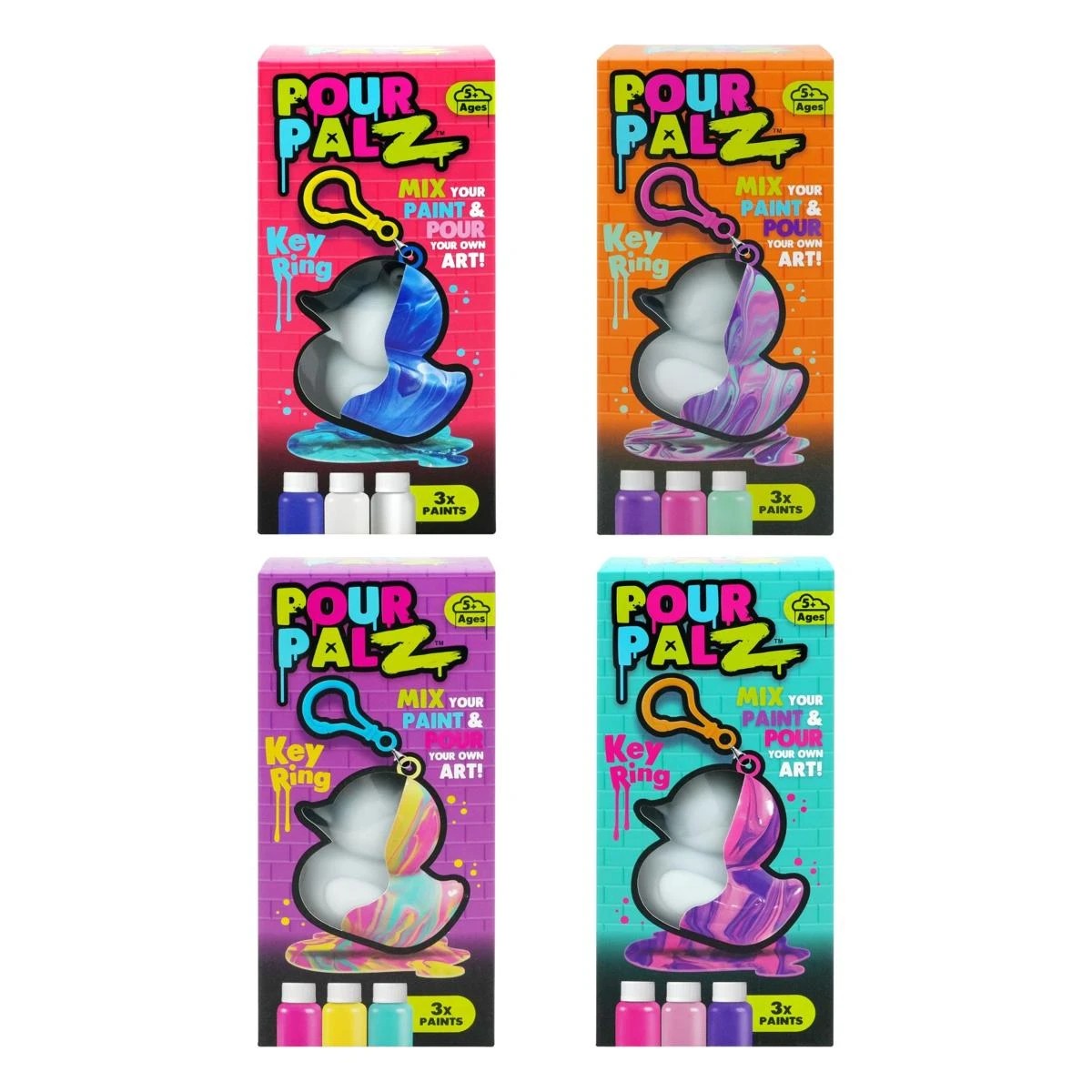 1 Pour Palz Mini Paint Duck Keyring - Assorted, 1 of 5