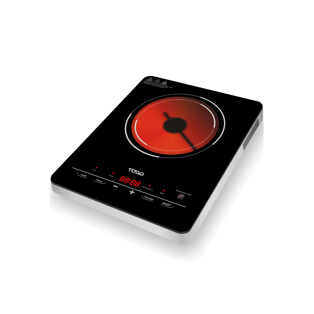 1 TODO 2000W Infrared Hotplate Electric Cooktop Tempered Crystal Glass Touch Control, 1 of 3