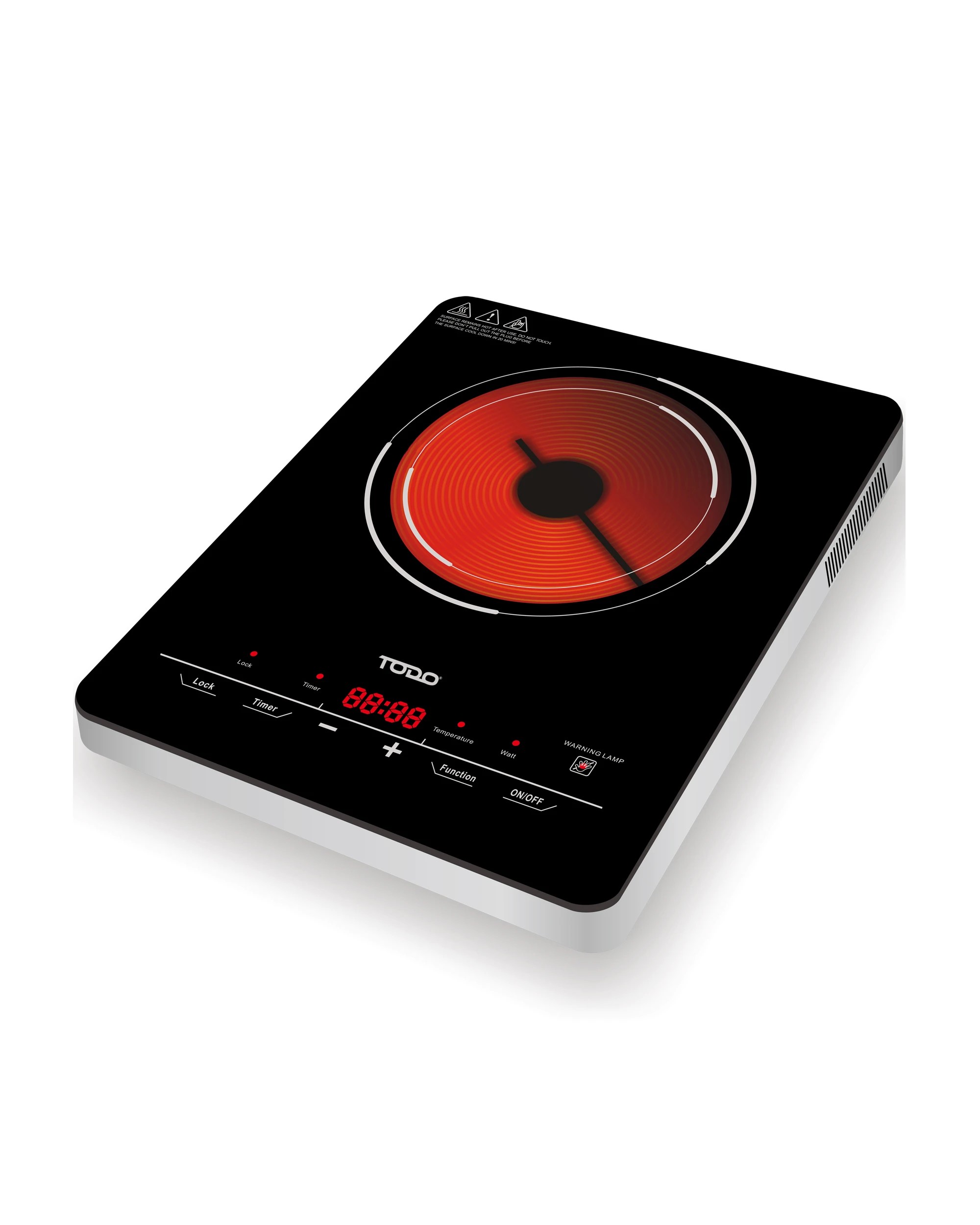 1 TODO 2000W Infrared Hotplate Electric Cooktop Tempered Crystal Glass Touch Control, 1 of 3