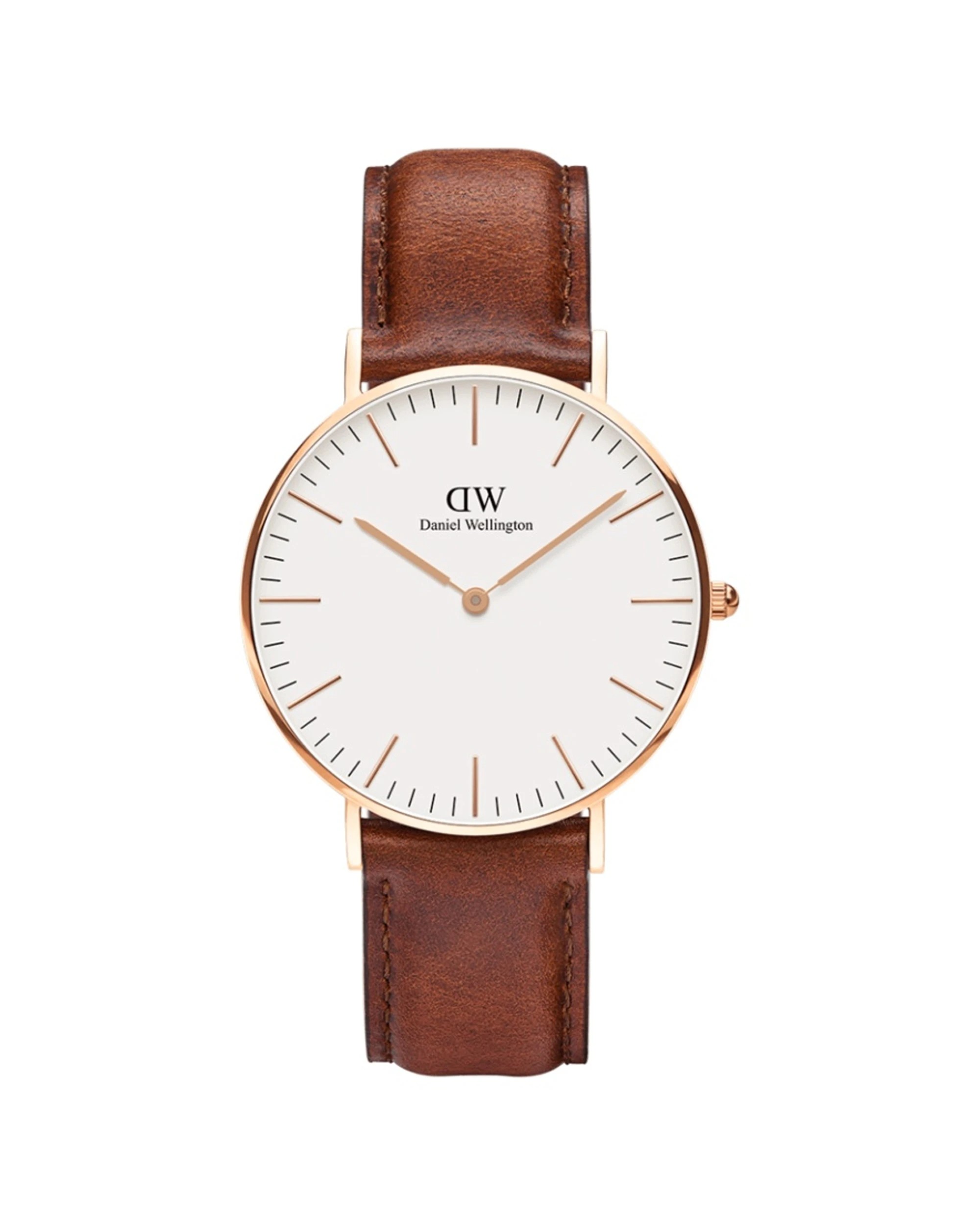 1 Daniel Wellington Classic 40mm St Mawes Rose Gold Brown Leather Strap White Dial Watch, 1 of 6