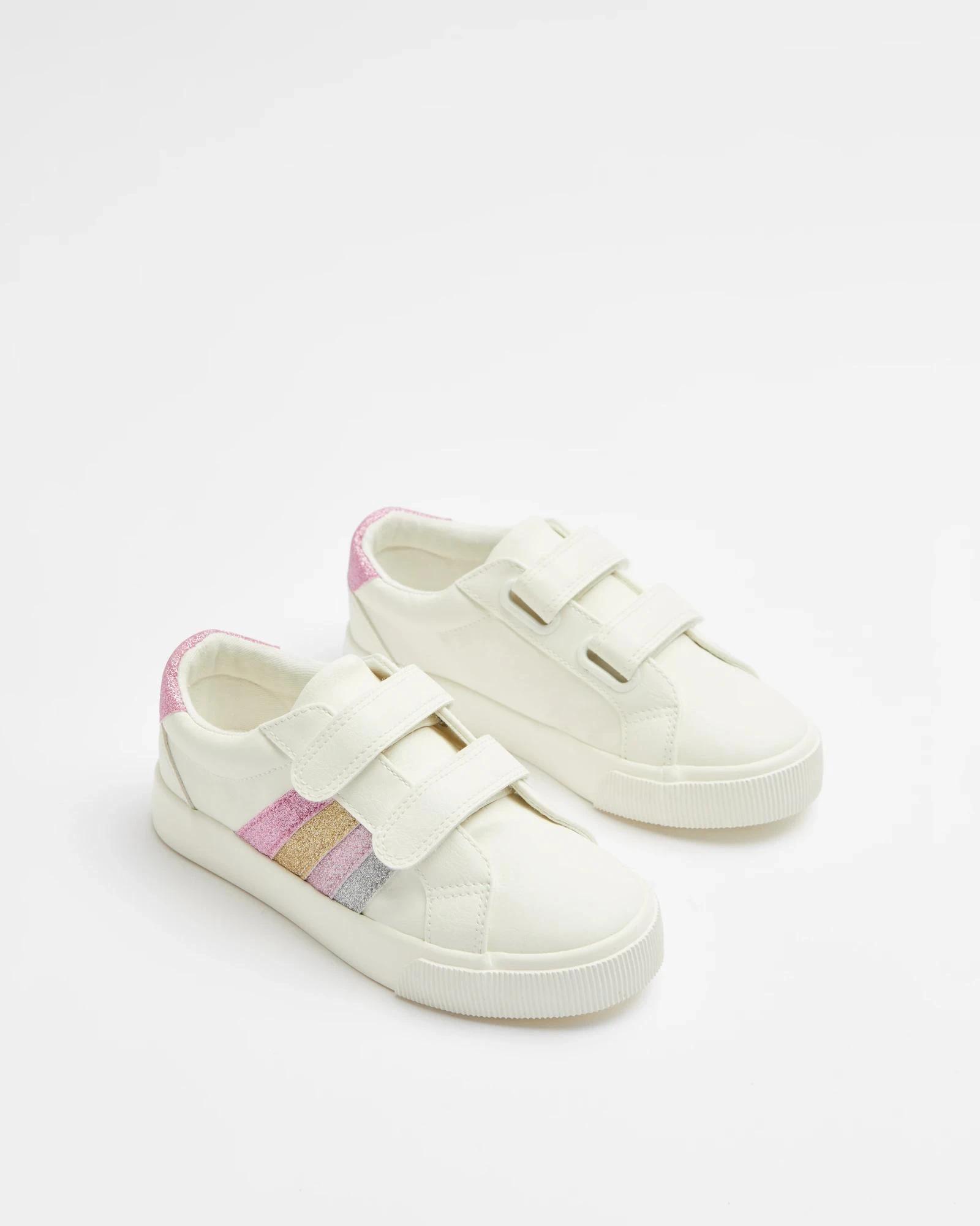 2 Target Kids Girls Junior Glitter Stripe Sneaker WHITE, 2 of 2