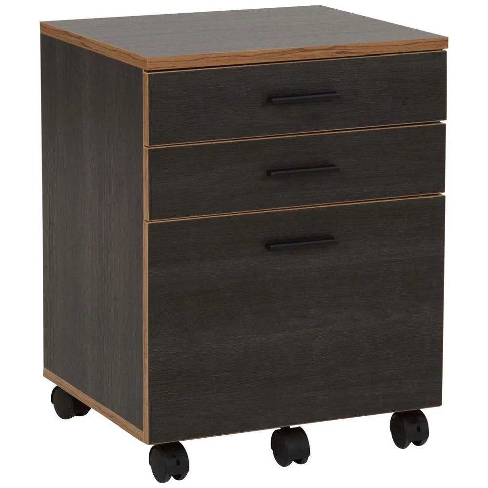 1 Otto Contour 3 Drawer Pedestal Black Cabinets Pedestals, 1 of 9