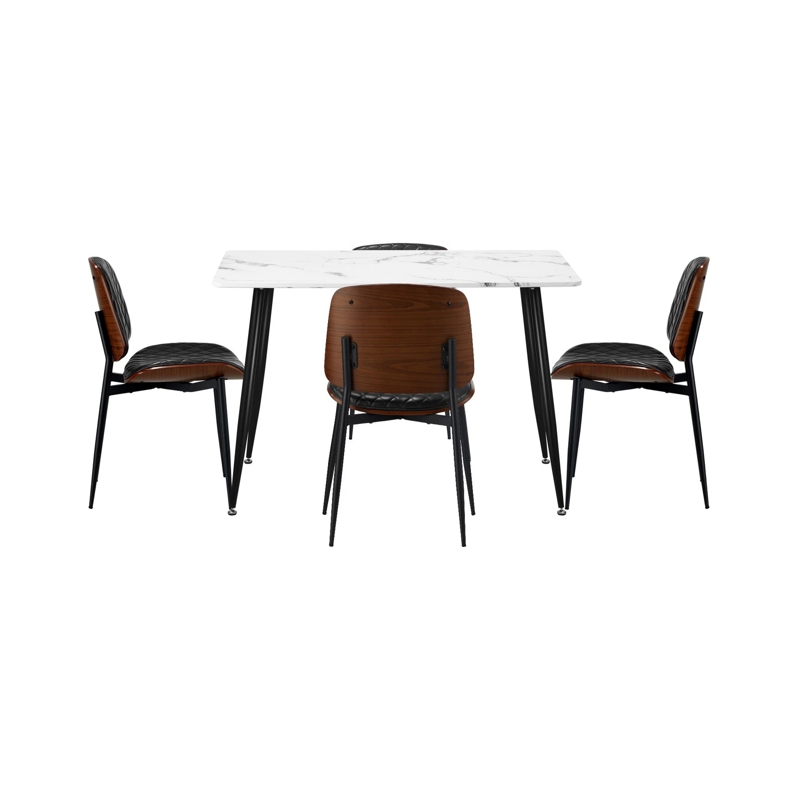 7 Oikiture 120cm Rectangle Dining Table with 4PCS Dining Chairs PU - Black, 7 of 9