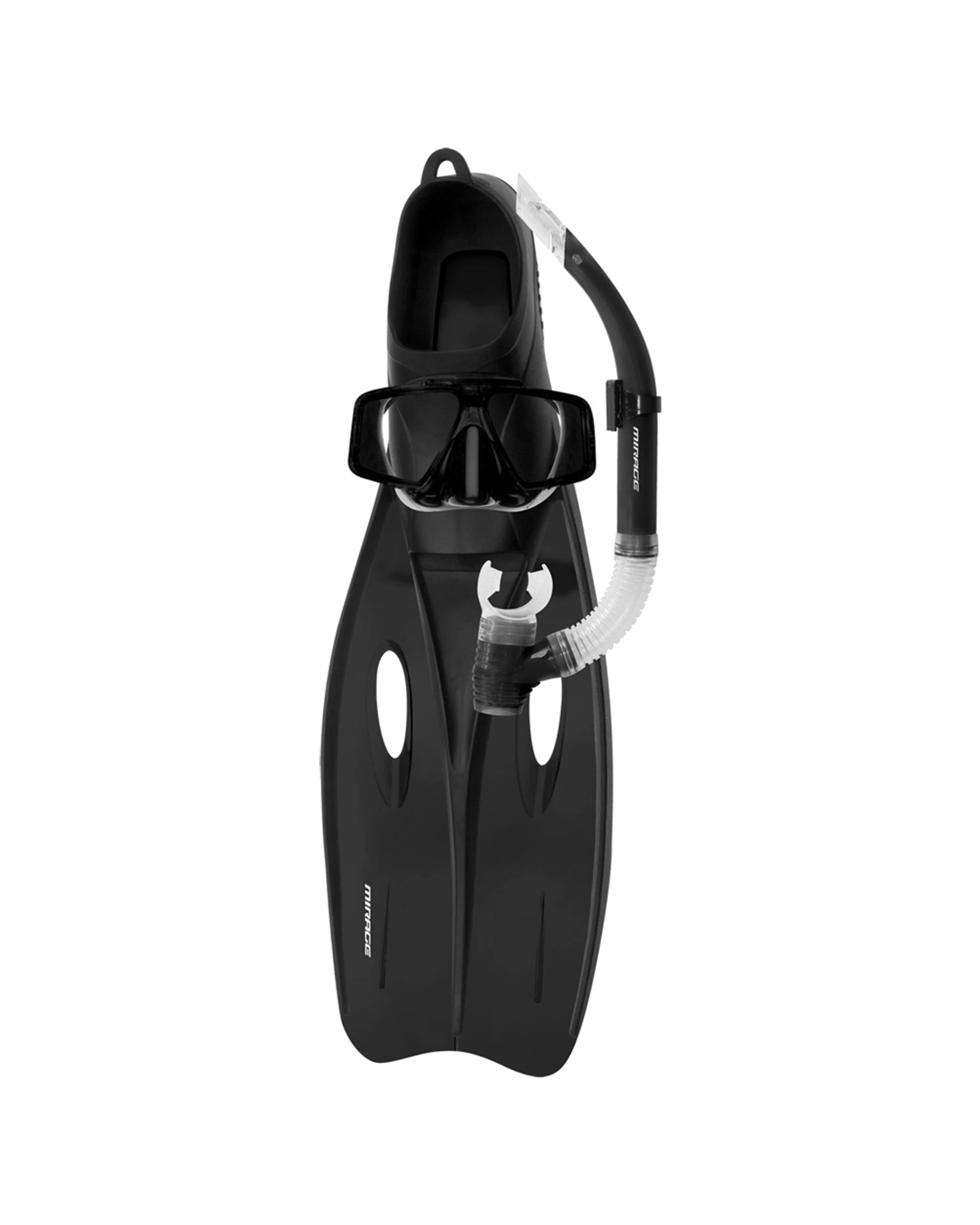 1 Mirage 3pc Challenger Adult Mask Snorkel Flipper Set Silicone Large - Black, 1 of 1