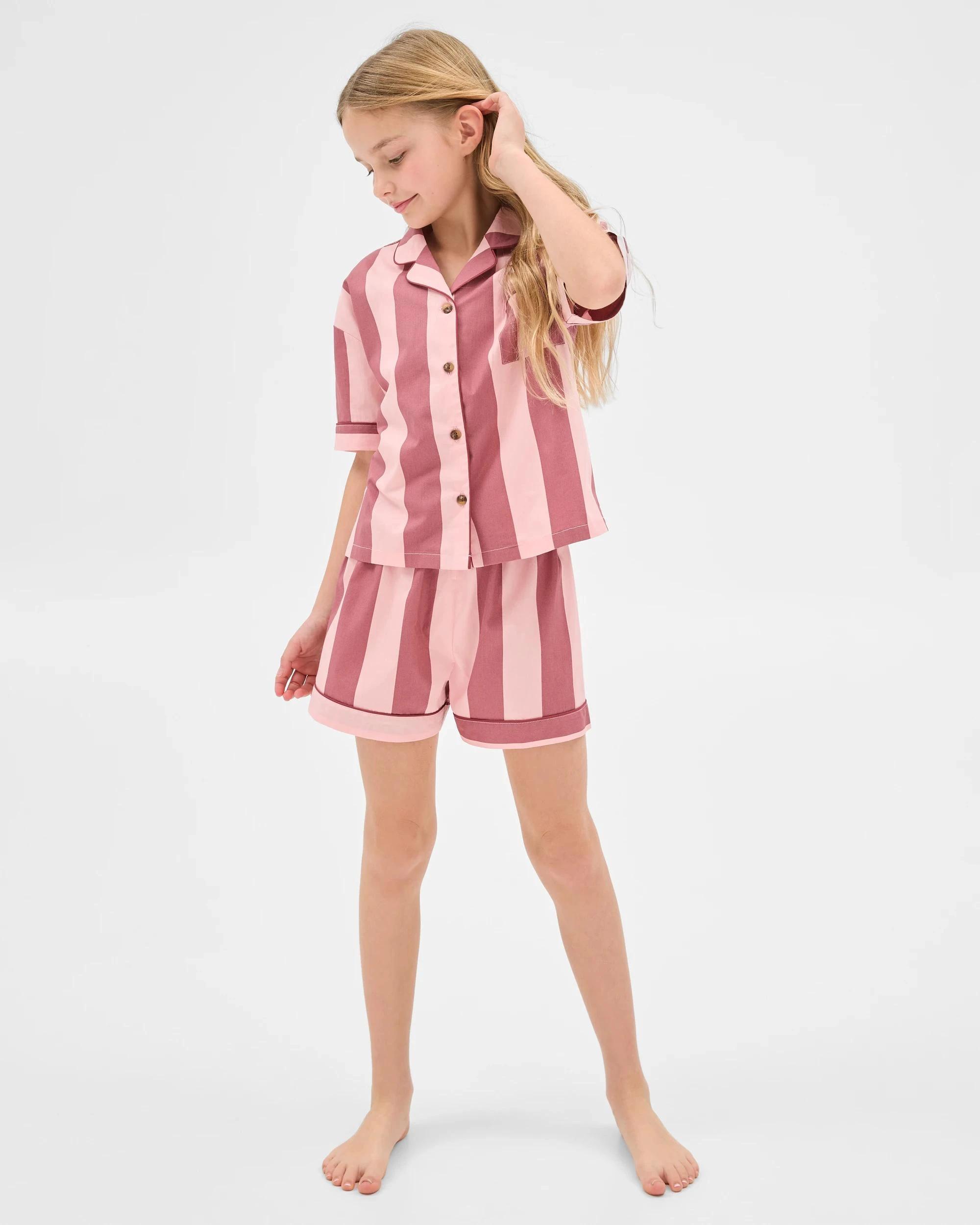 4 Target Kids Australian Cotton Older Girls Short Pyjama Set - Pink Stripe PINK STRIPE, 4 of 7