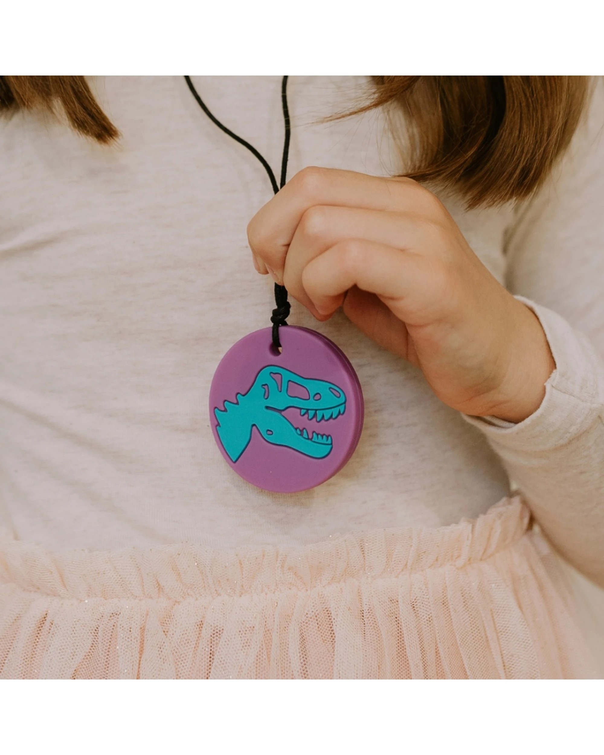 2 Jellystone Designs Kids Dino Sensory Pendant Medium Chew Necklace - Purple, 2 of 2