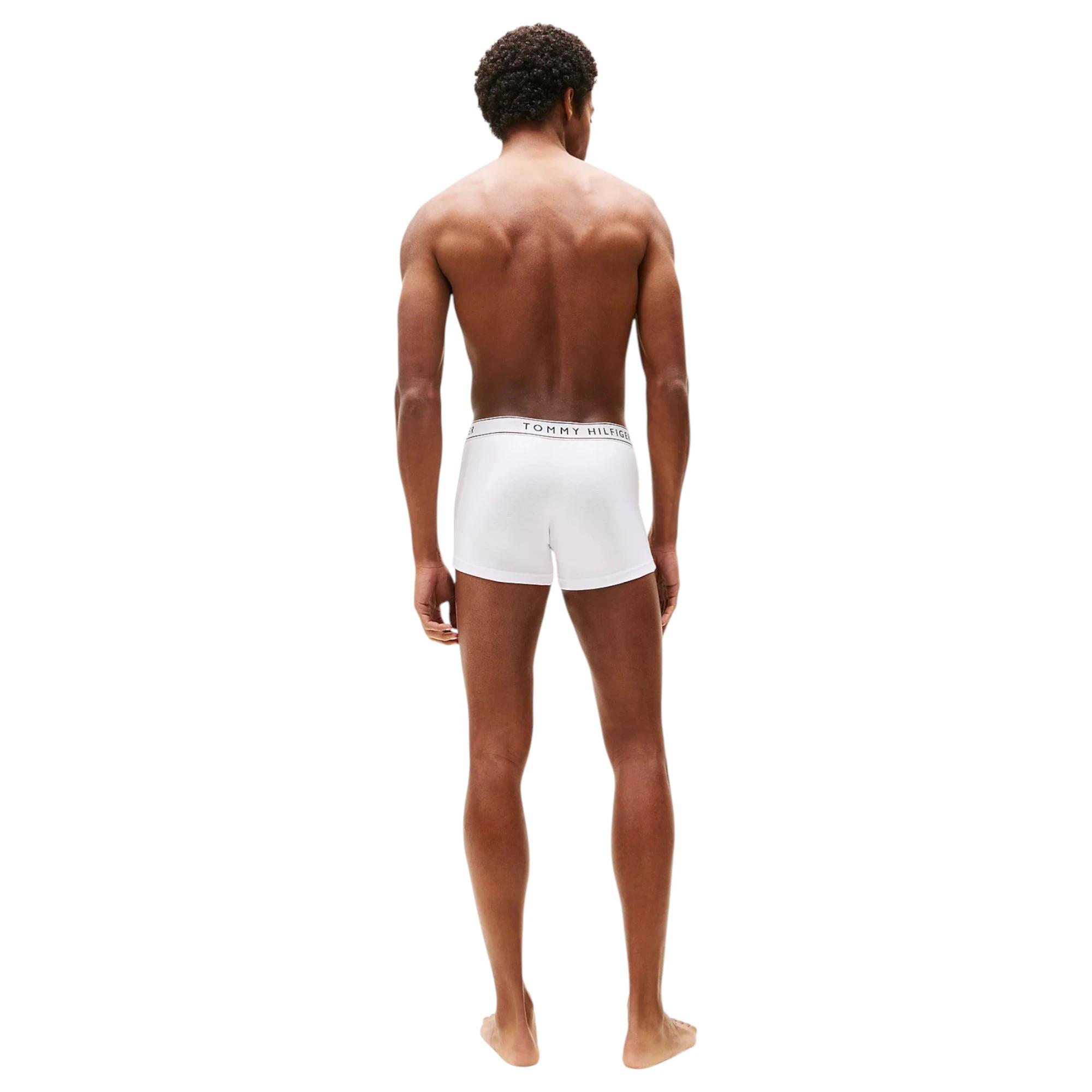3 Tommy Hilfiger 3 Pack Mens Essential Trunks Underwear WHITE/NAVY/RED, 3 of 6