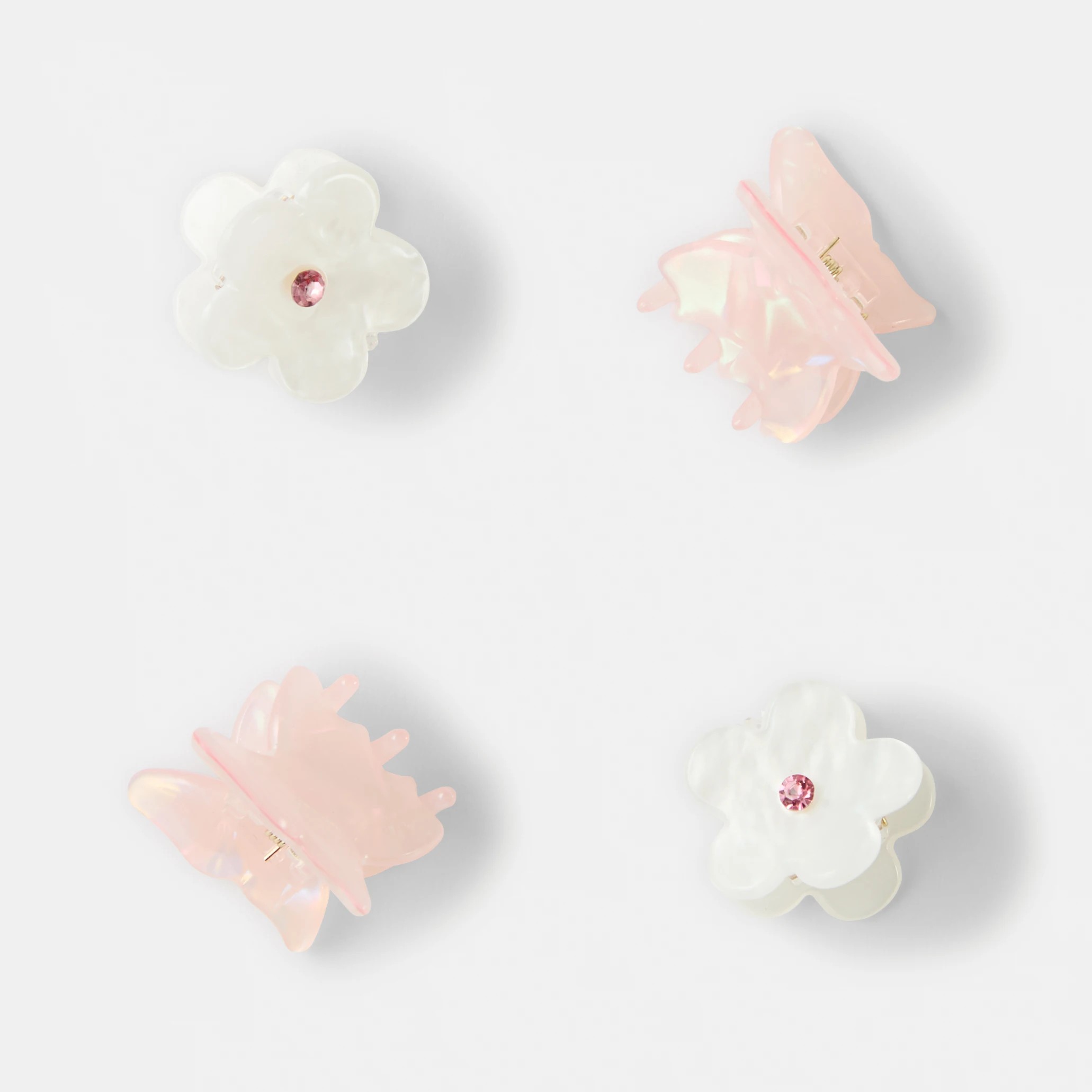 1 4 Pack Butterfly Claw Hair Clips - White and Pink, 1 of 3