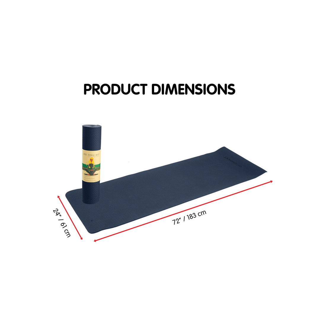 3 Powertrain TPE Pilates Exercise Yoga Mat Workout 6mm Home Gym 183cm - Blue, 3 of 7