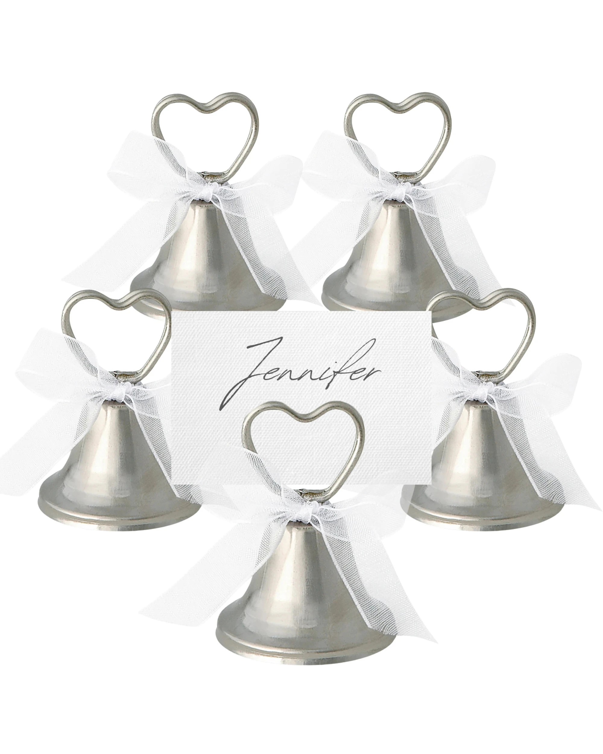 1 Unique Silver Bell Place Card Holders Pack of 12 - Silver, 1 of 3