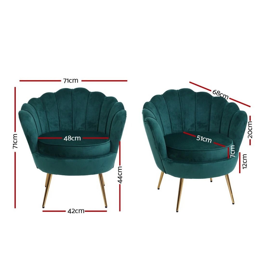 2 Artiss Armchair Velvet  Green Callista - Green, 2 of 7