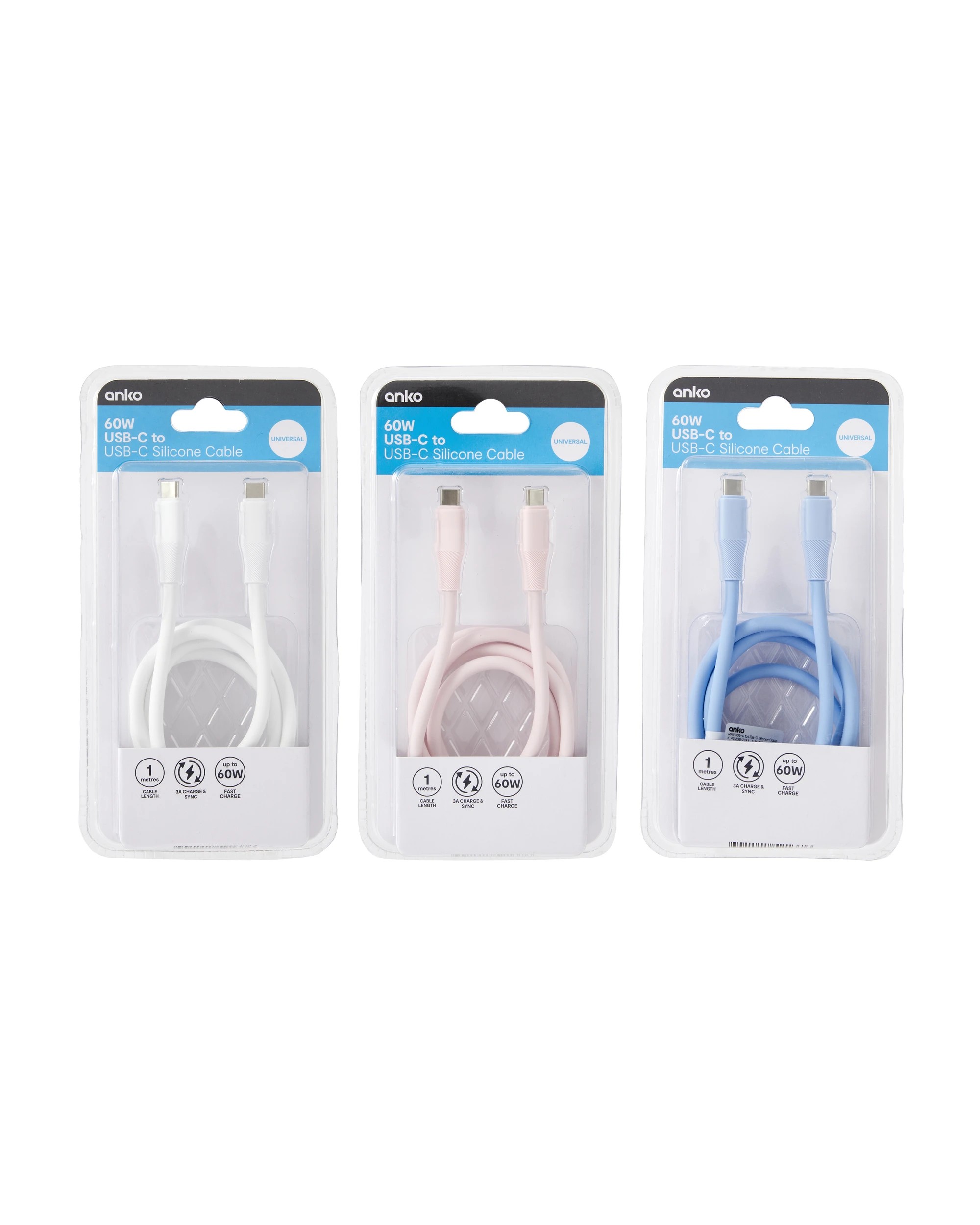 5 USB-C to USB-C Silicone Cable - Assorted, 5 of 5