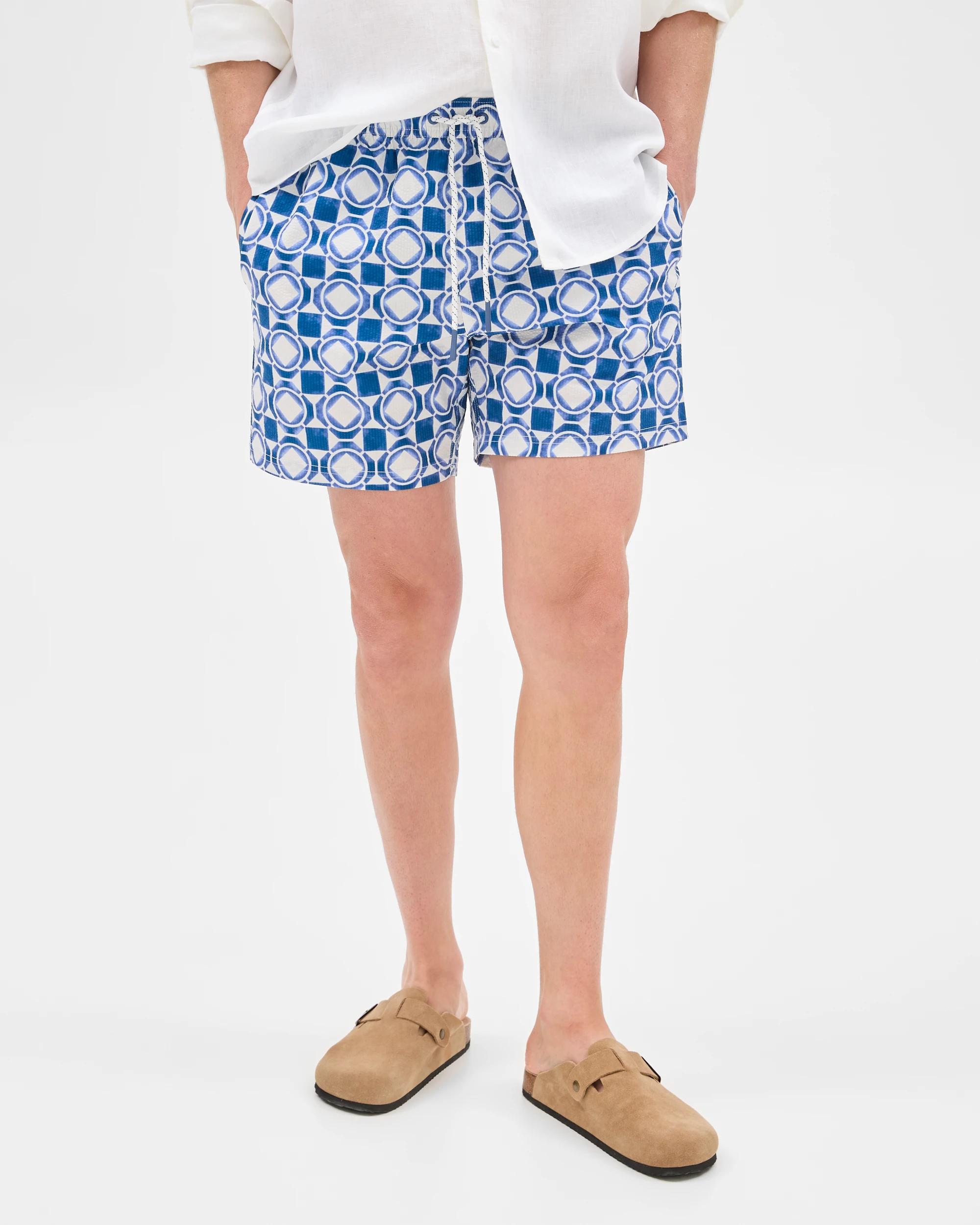 1 Target Seersucker Tile Print Swim Boardshorts BLUE, 1 of 7