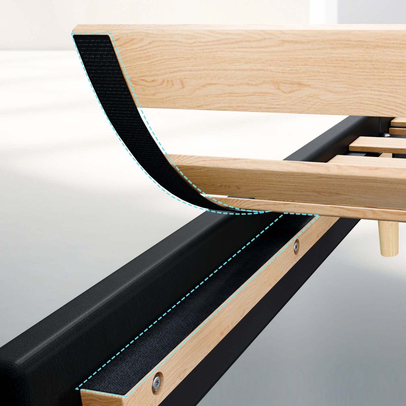 8 Alfordson Bed Frame Queen Size Mattress Base Platform Leather Calla - Black, 8 of 10