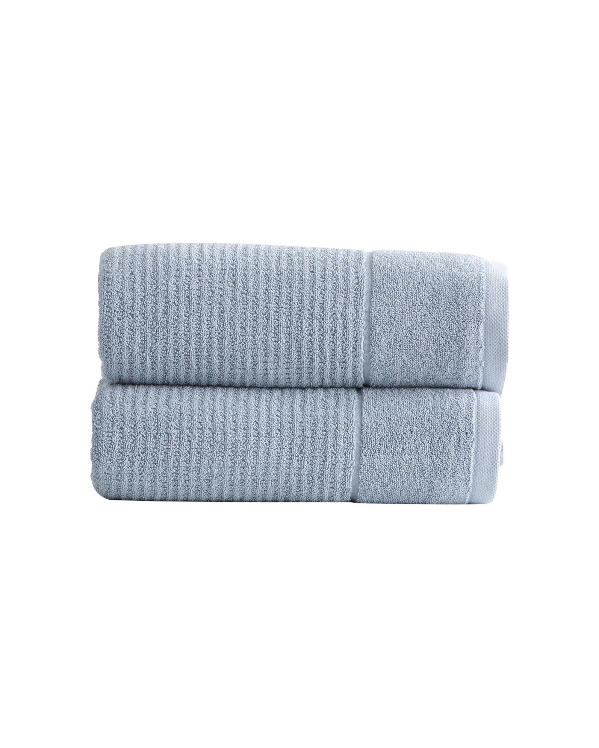 2 2pk Renee Taylor 650gsm Cambridge 80x160cm Bath Sheet Textured Towel Mirage
 - Blue, 2 of 3