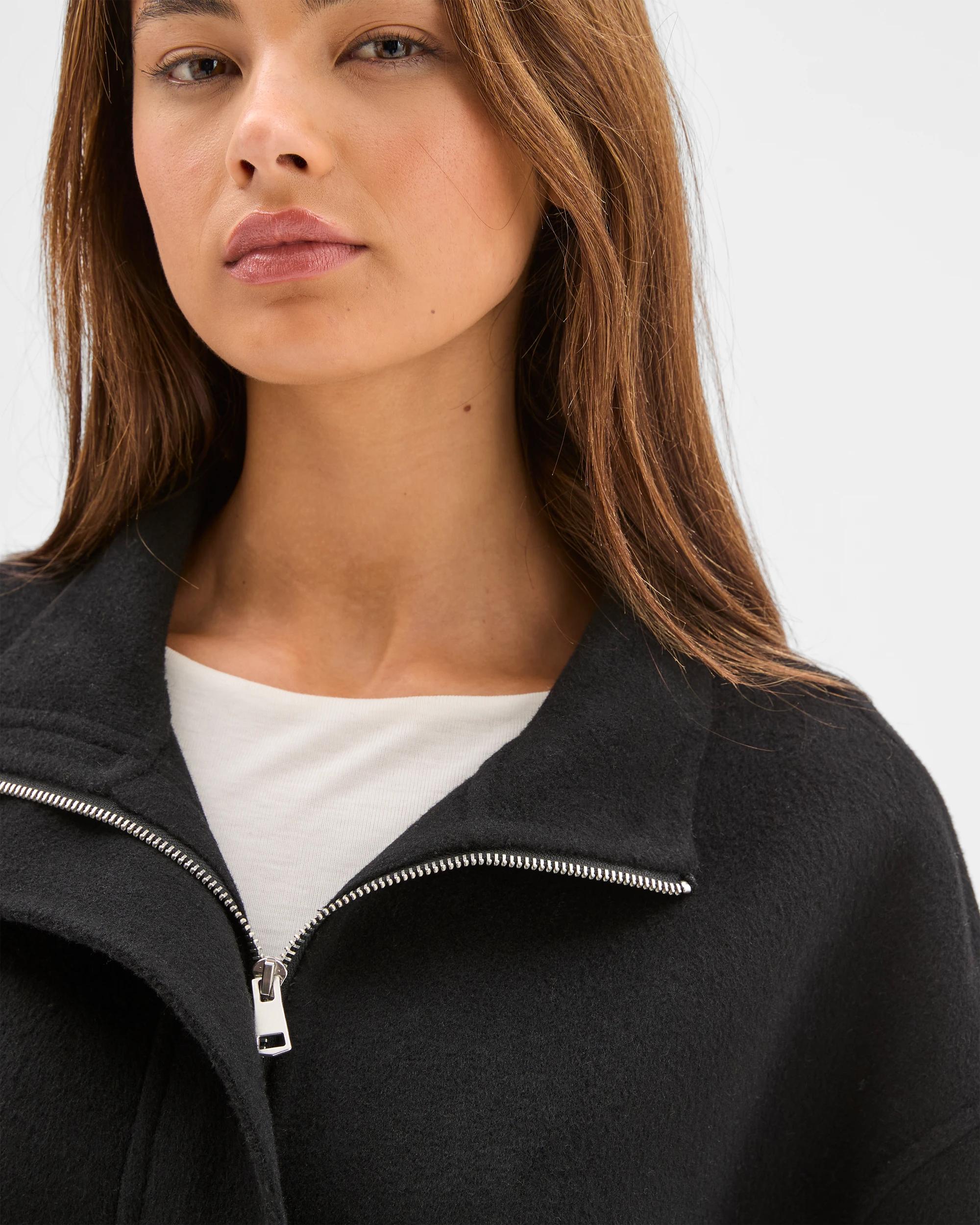 5 Lily Loves High Neck Double Faced Bomber Jacket BLACK, 5 of 6