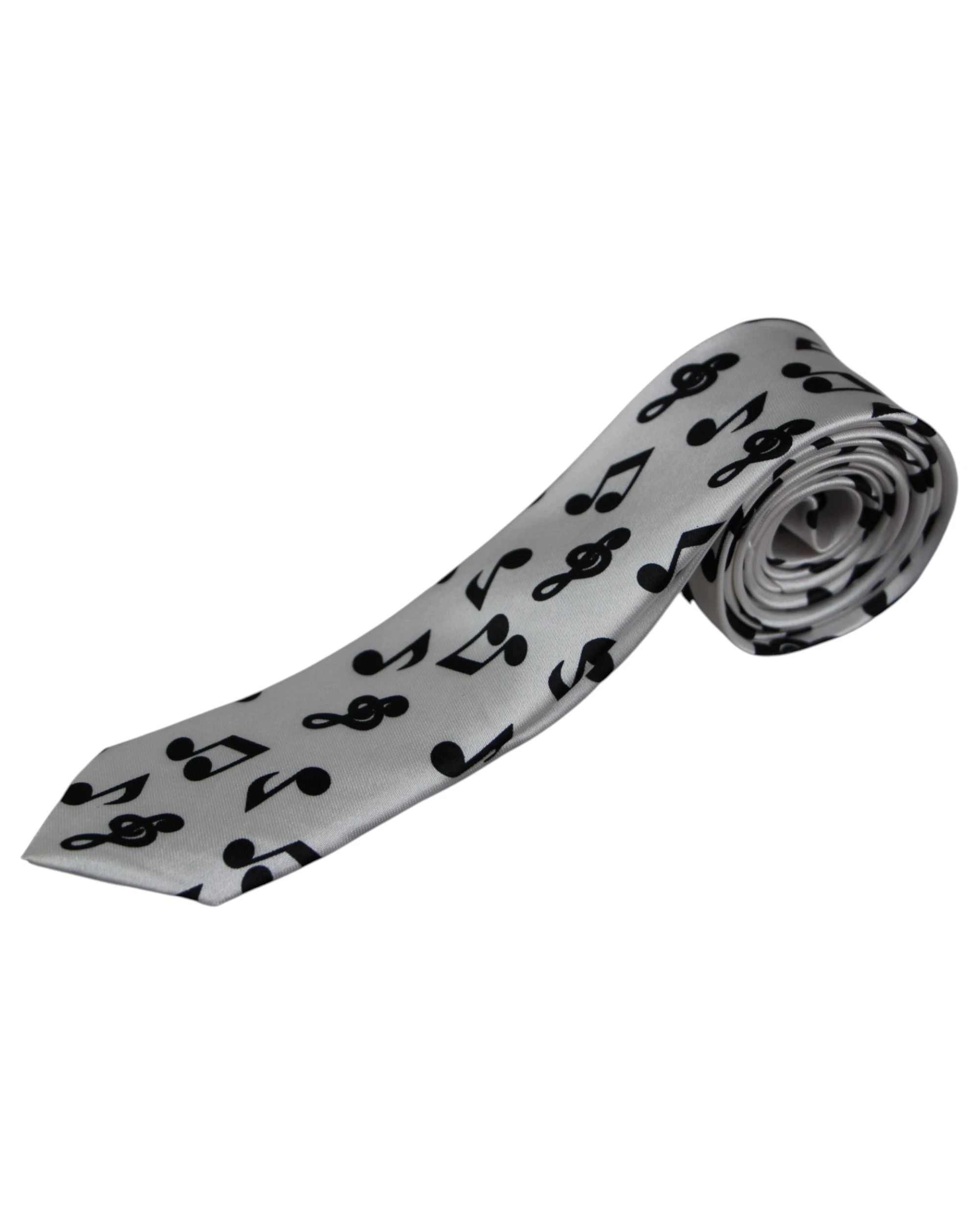 1 Zasel Mens White & Black Musical Notes 5cm Skinny Neck Tie - Multi, 1 of 3