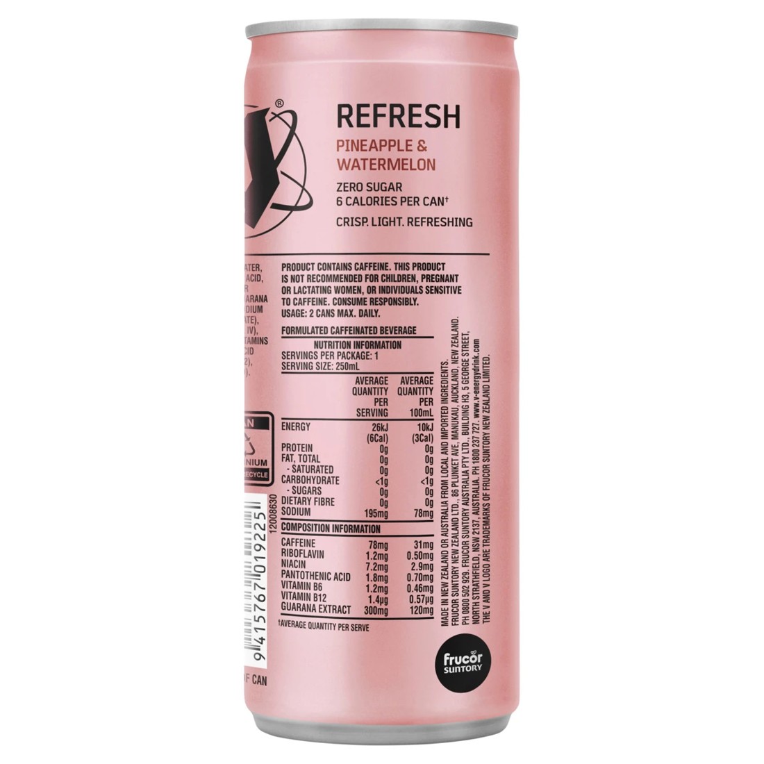 2 V Refresh Pineapple and Watermelon Energy Drink 250ml, 2 of 3