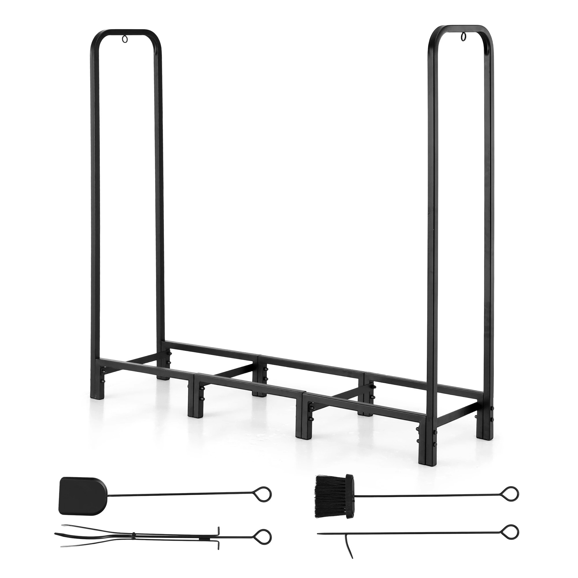 1 Gardeon Firewood Rack 120cm Wood Rack 3 Sizes Firewood Storage with Tools - Black, 1 of 8