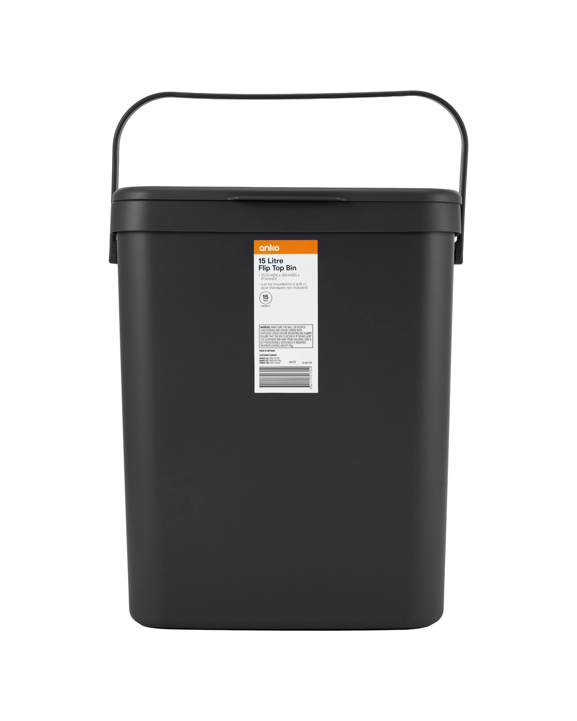 7 15L Flip Top Bin - Grey, 7 of 7