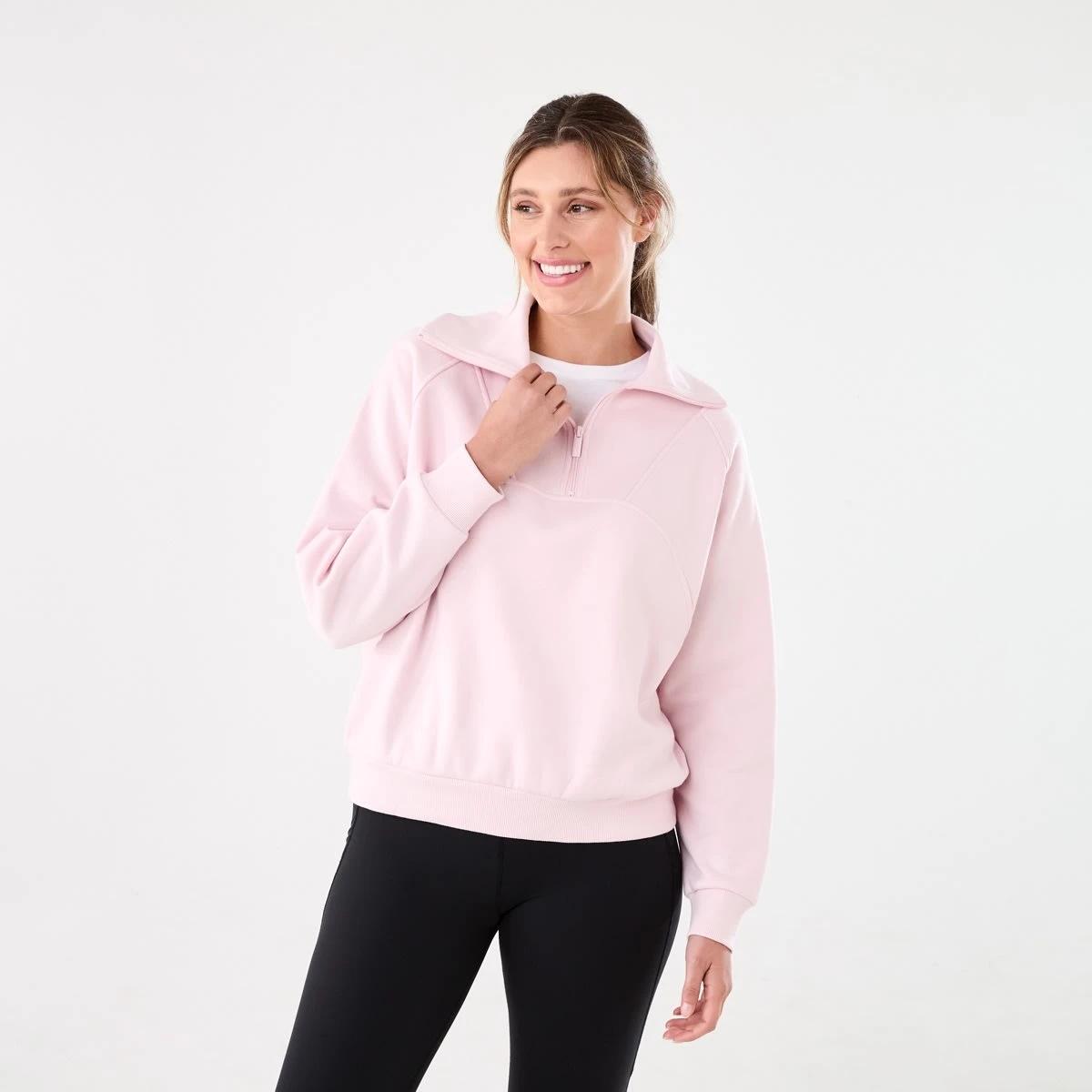 1 Active Womens Fleece 1/2 Zip Jumper AURA PINK, 1 of 7