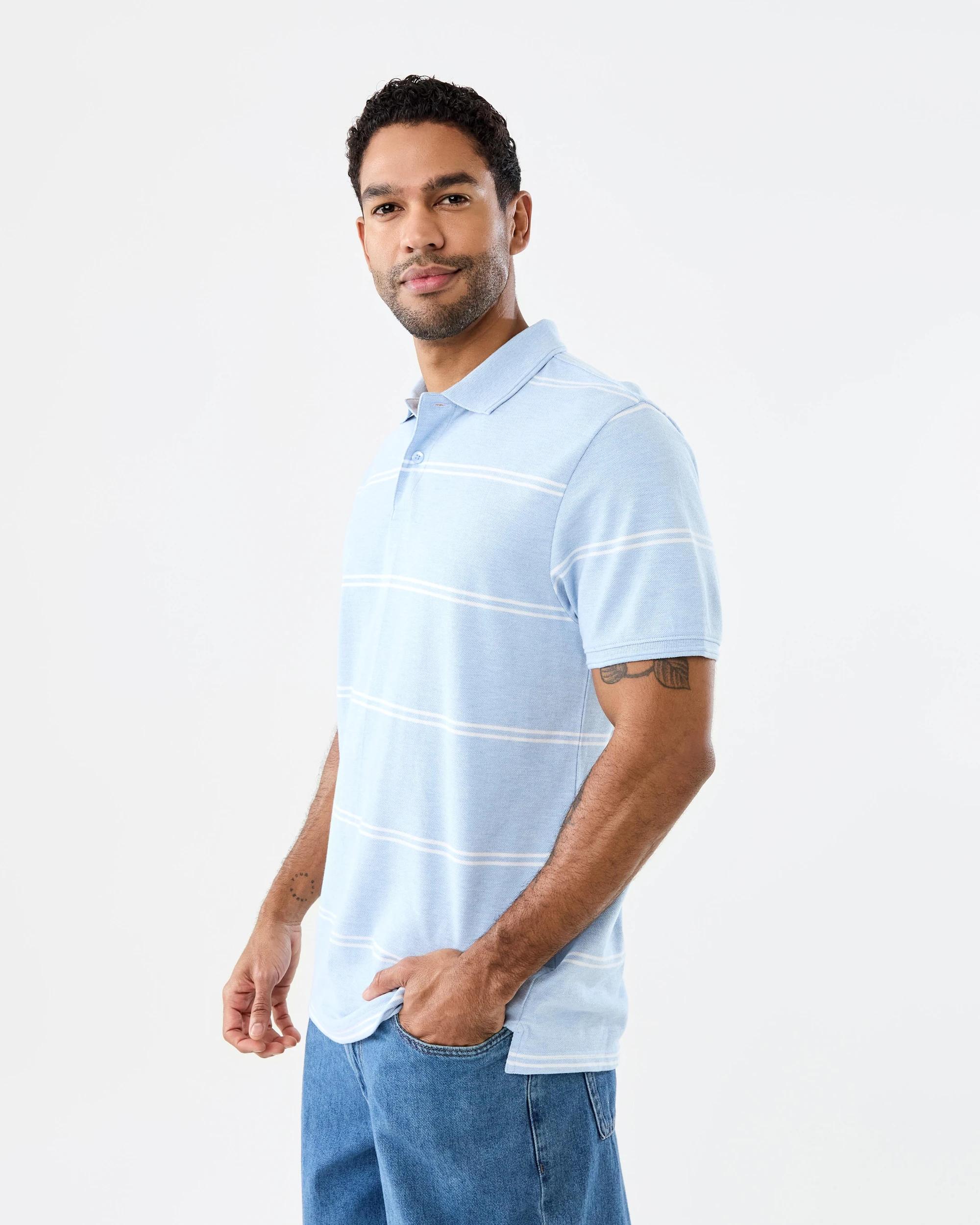 2 Pique Polo Shirt Blu Stripe, 2 of 7