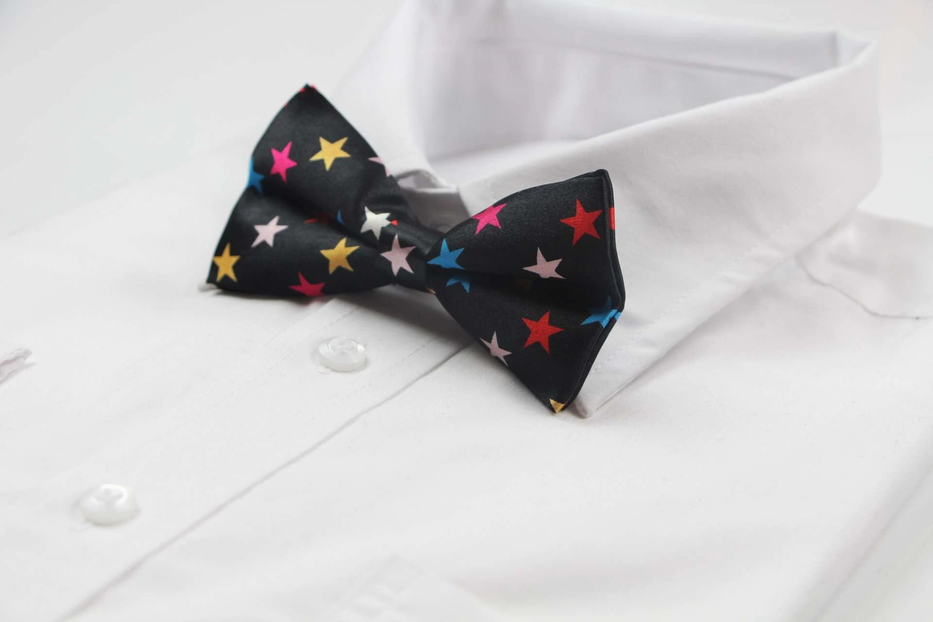 4 Zasel Mens Black With Multicoloured Stars Patterned Bow Tie - Multi, 4 of 5