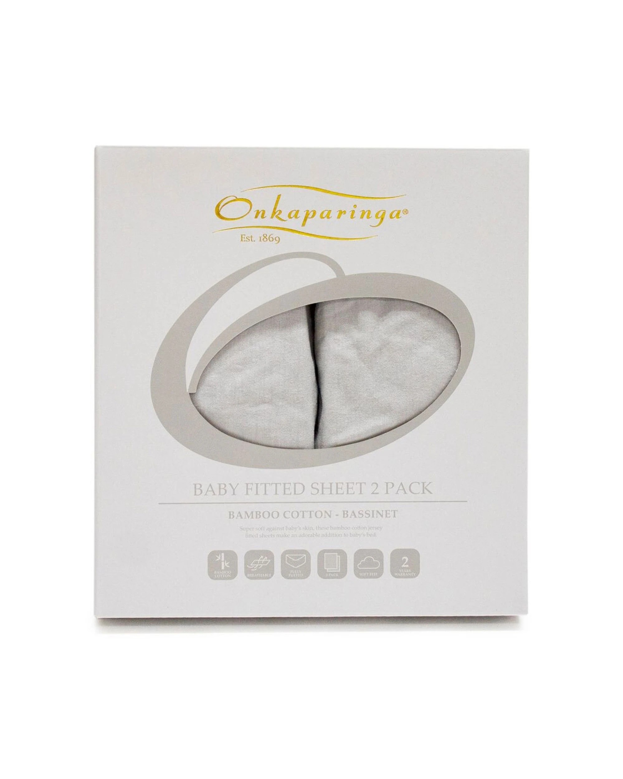 1 Onkaparinga Baby Cotton Jersey Bassinet Sheet - Silver, 1 of 2