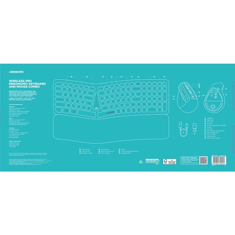 5 J.Burrows MK550 Wireless Ergonomic Keyboard and Mouse Combo, 5 of 5
