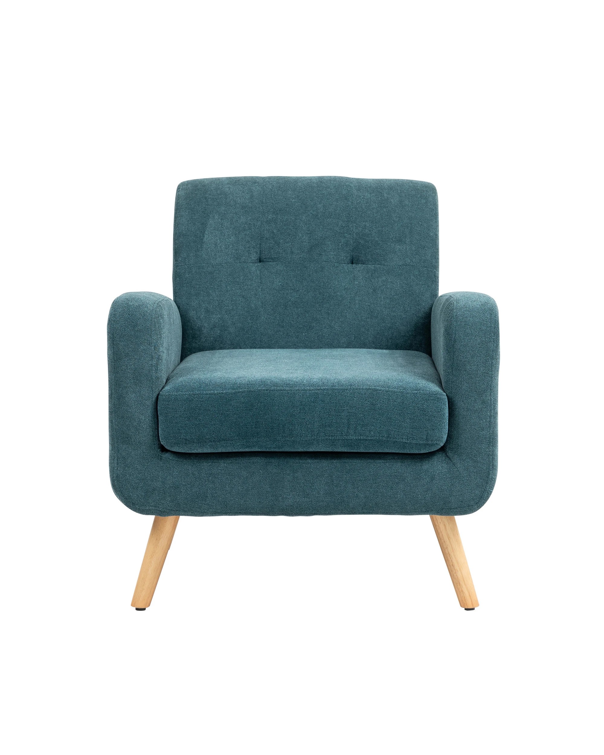 1 IHOMDEC Upholstered Tub Armchair with Rubber Wood Legs - Green - Green, 1 of 10