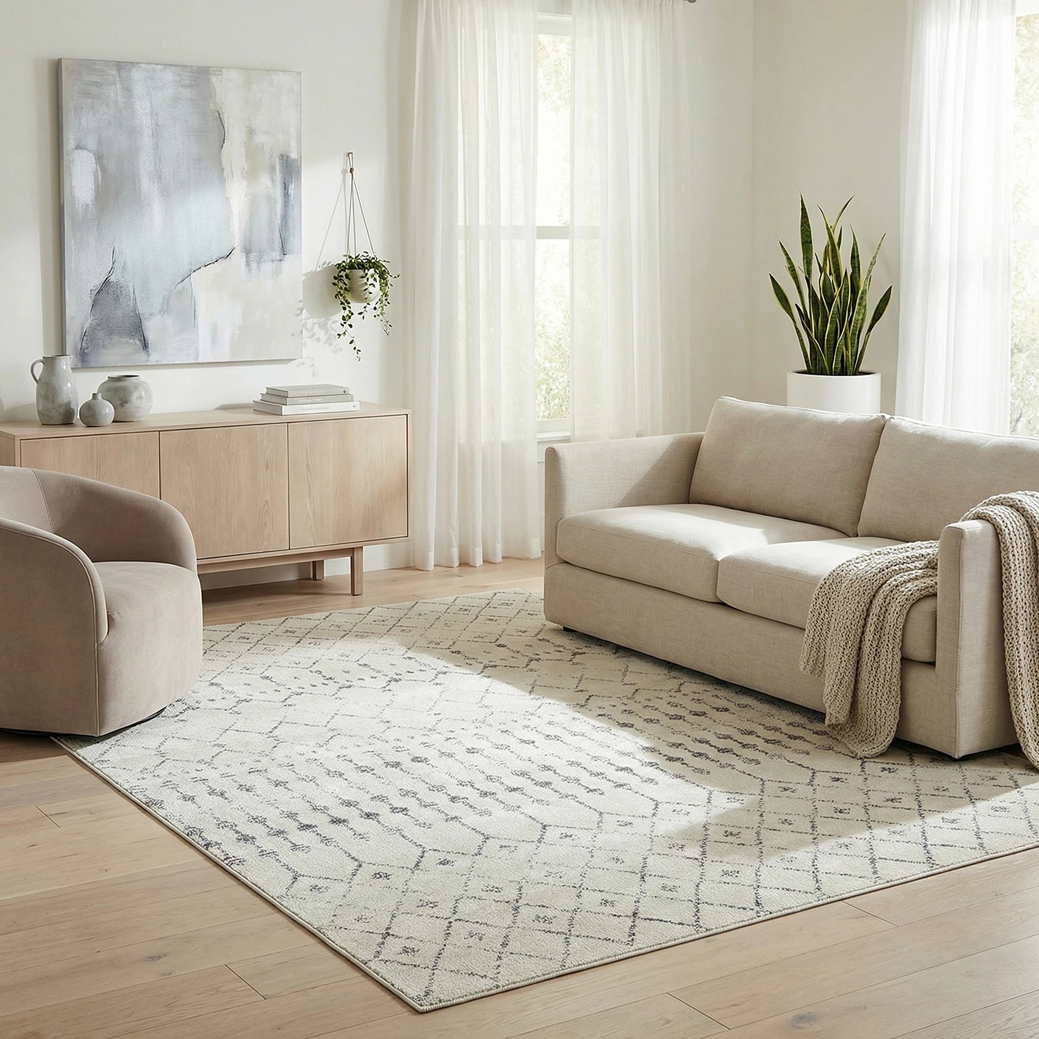 2 Common Ground Rugs Lustre Elsa 330x240cm - Extra Large Power Loomed Pet Friendly Floor Rug - Silver, 2 of 5