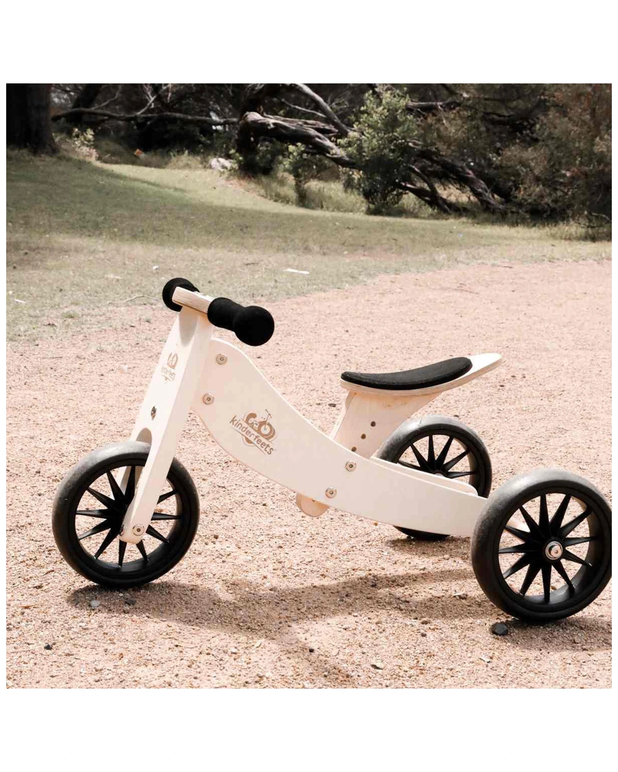 2 Kinderfeets 2-in-1 Wooden Balance Bike And Trike Cream Kids Ride-on Toy 12-24 Months - No Colour, 2 of 7