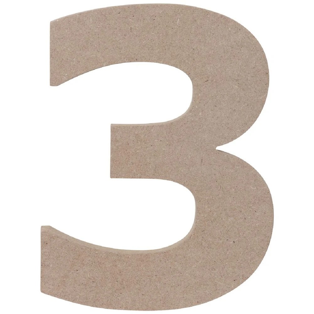 1 Born Wooden Number 3 20cm, 1 of 3