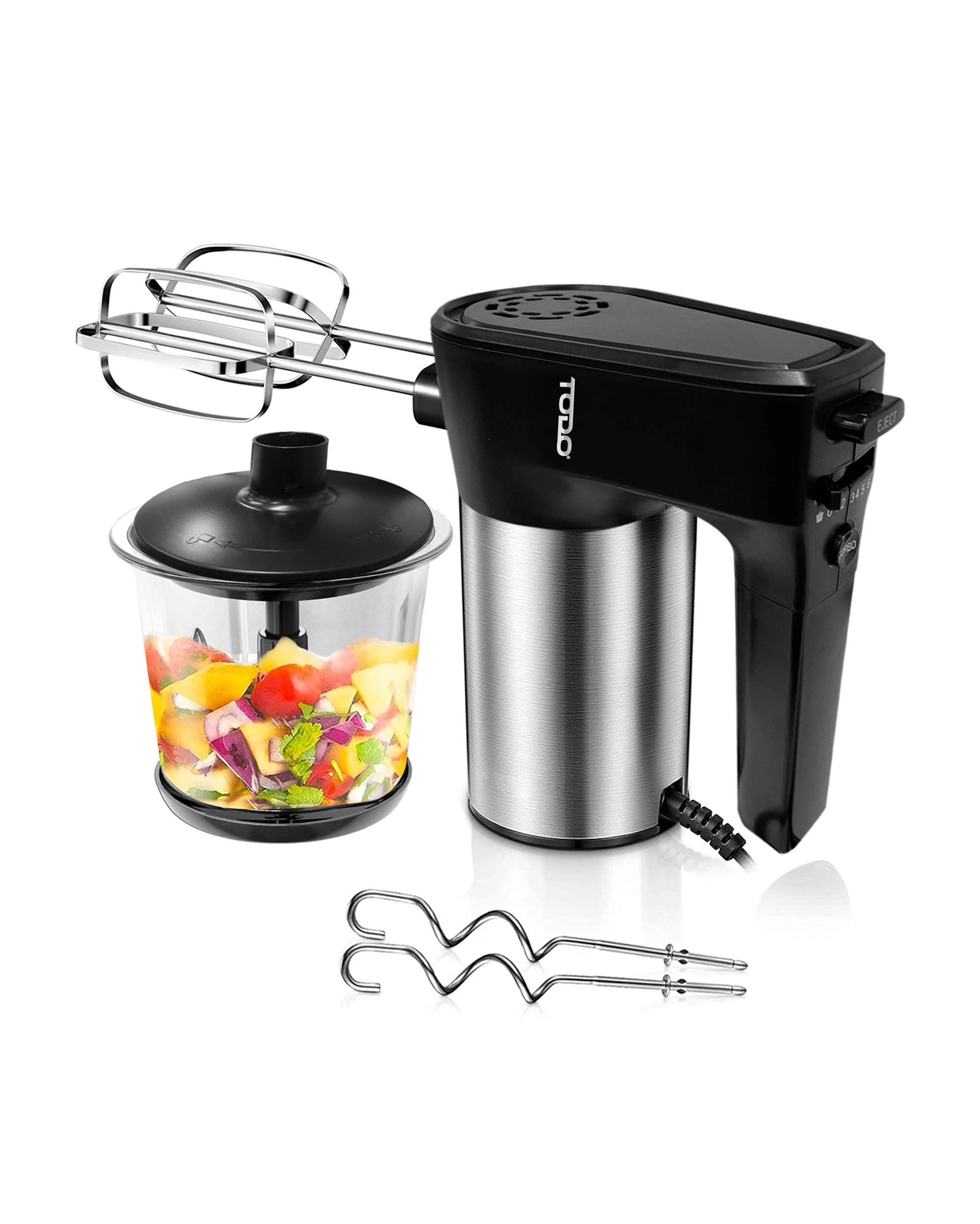 1 TODO 1L Multi Chopper Processor Hand Mixer Beater 300W Glass Bowl Dual Blade, 1 of 6