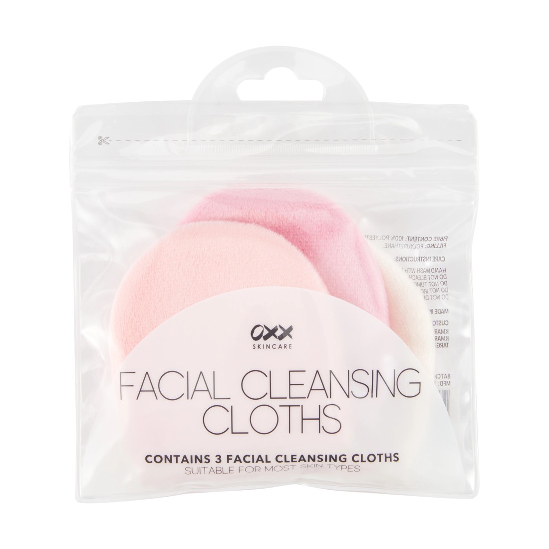 1 OXX Skincare 3 Pack Facial Cleansing Cloths - Pink, 1 of 6