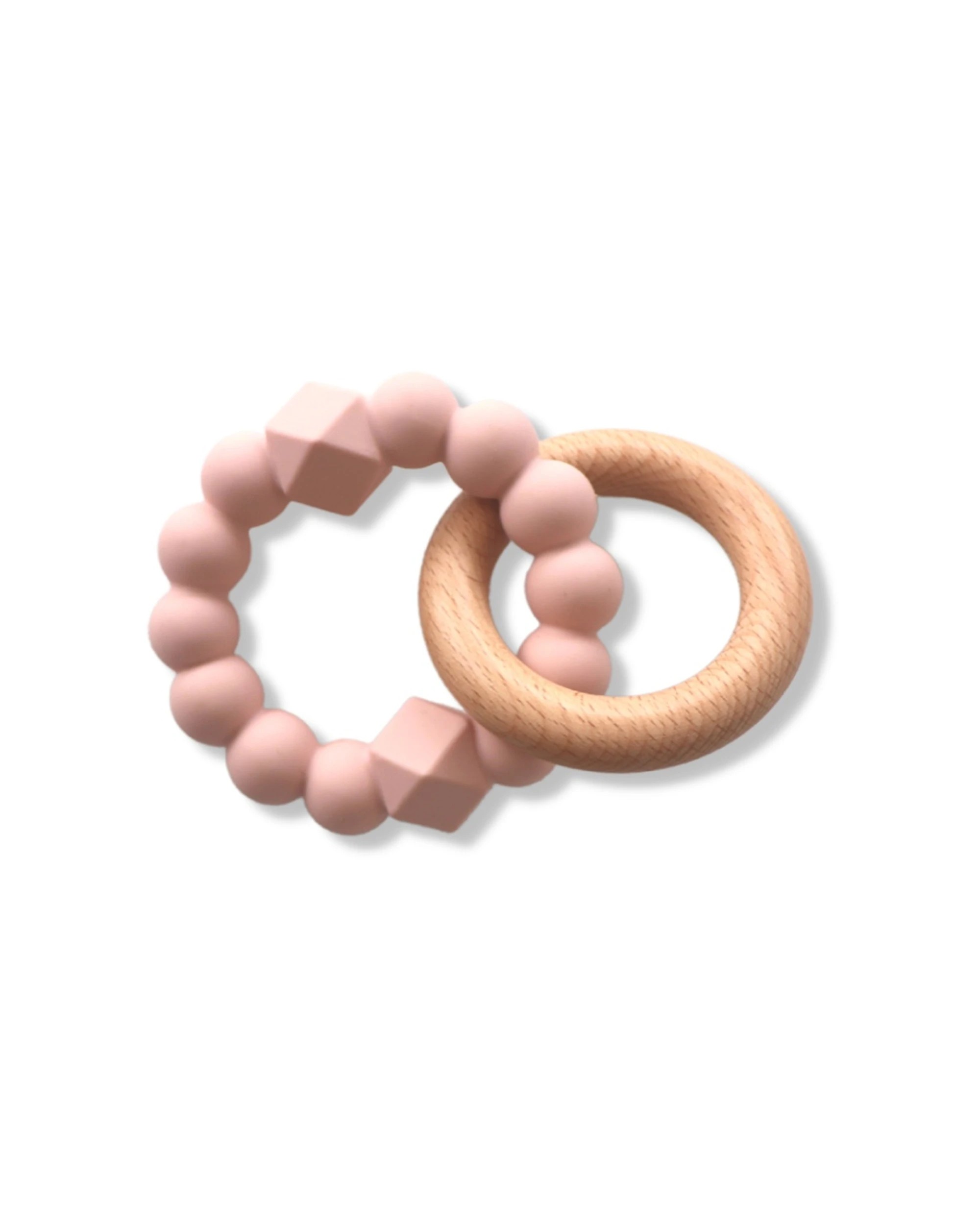 1 Jellystone Designs Moon Teether Wood & Silicone Baby Teething Toy - Pink, 1 of 2