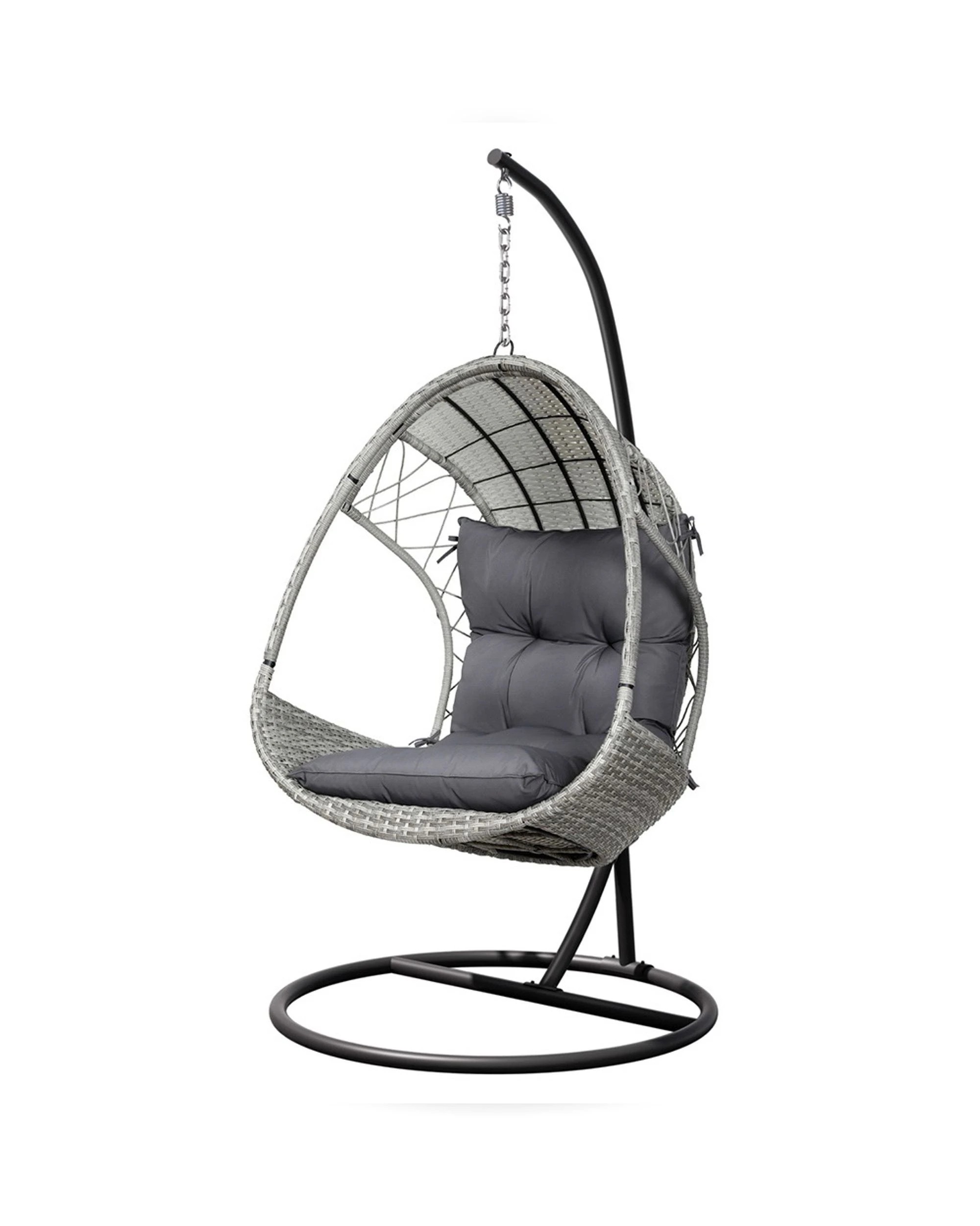 1 Gardeon Outdoor Egg Swing Chair Wicker Furniture Pod Stand Armrest Light - Grey, 1 of 6
