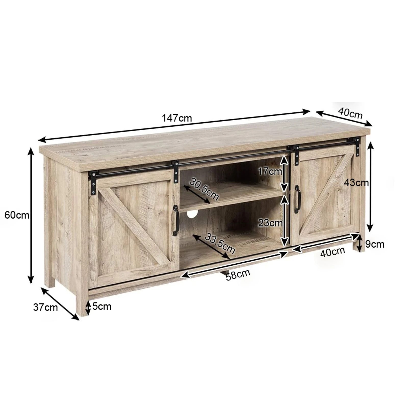 1 Costway Wood TV Cabinet Entertainment Unit Media Console Table w/Sliding Door w/Adjustable Shelf - Grey, 1 of 2