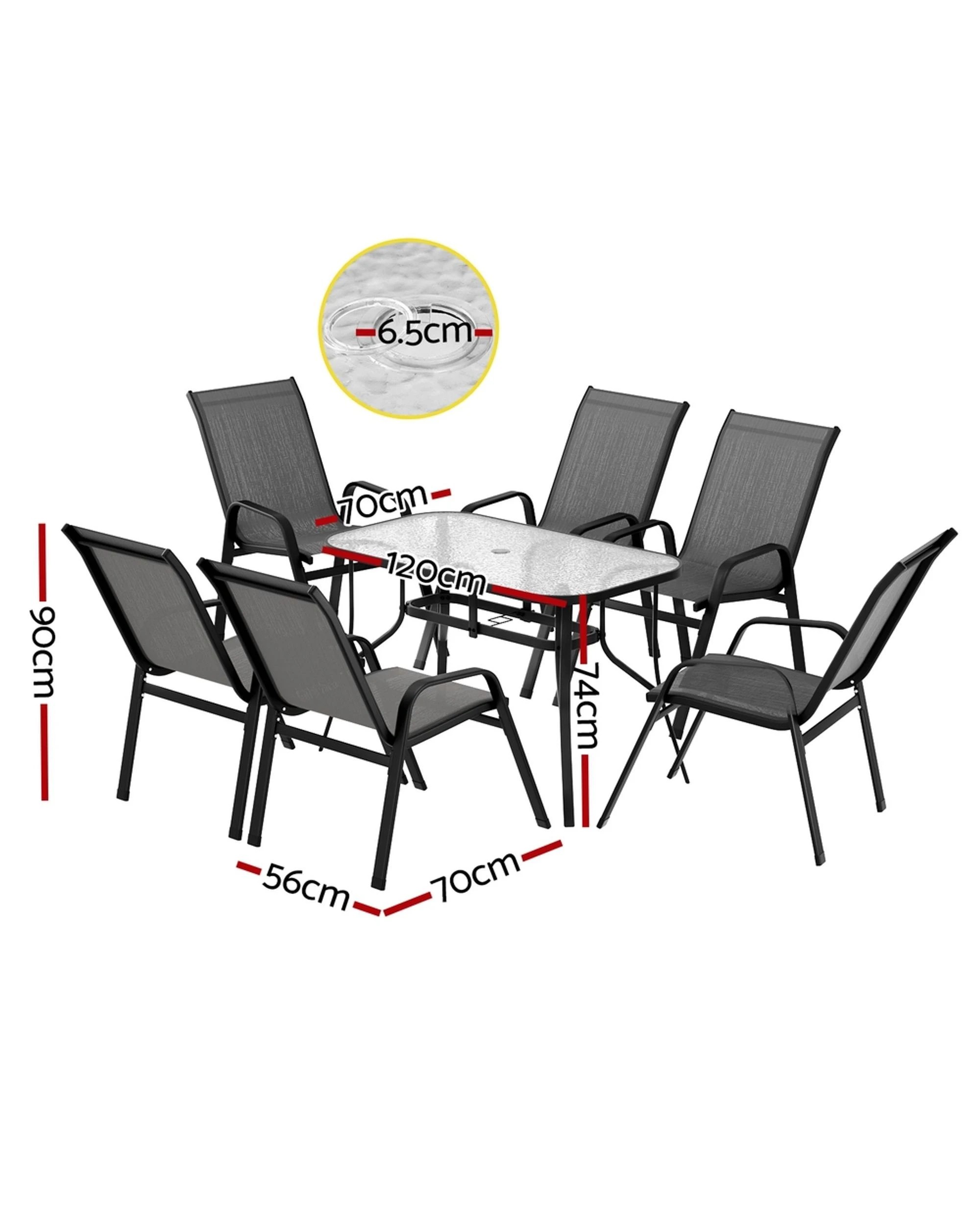 2 Gardeon 7PC Outdoor Dining Set Table and Chairs - Grey, 2 of 6