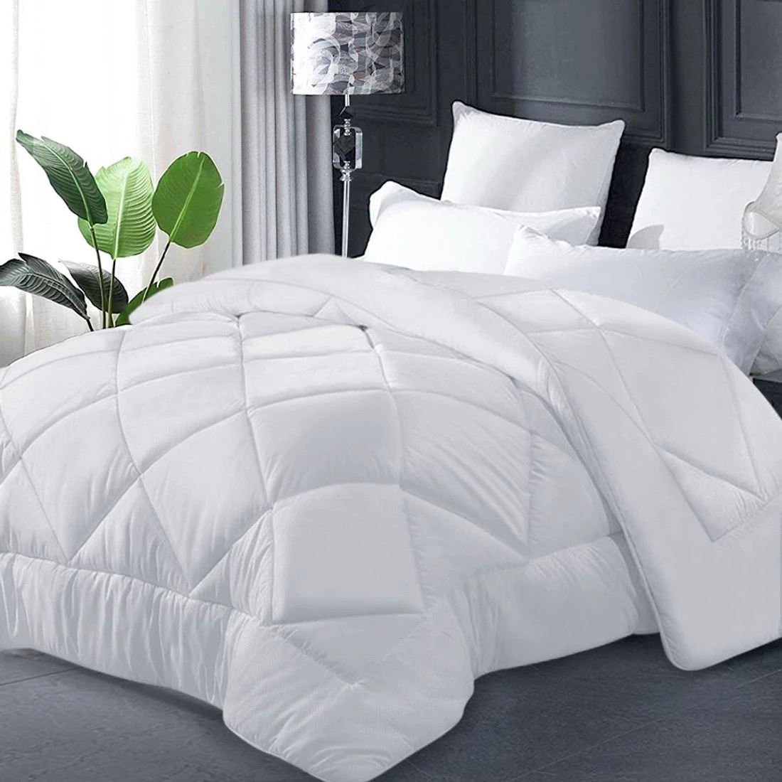 3 Giselle Bedding 400GSM Microfibre Bamboo Quilt Super King - Super King Bed - White, 3 of 8