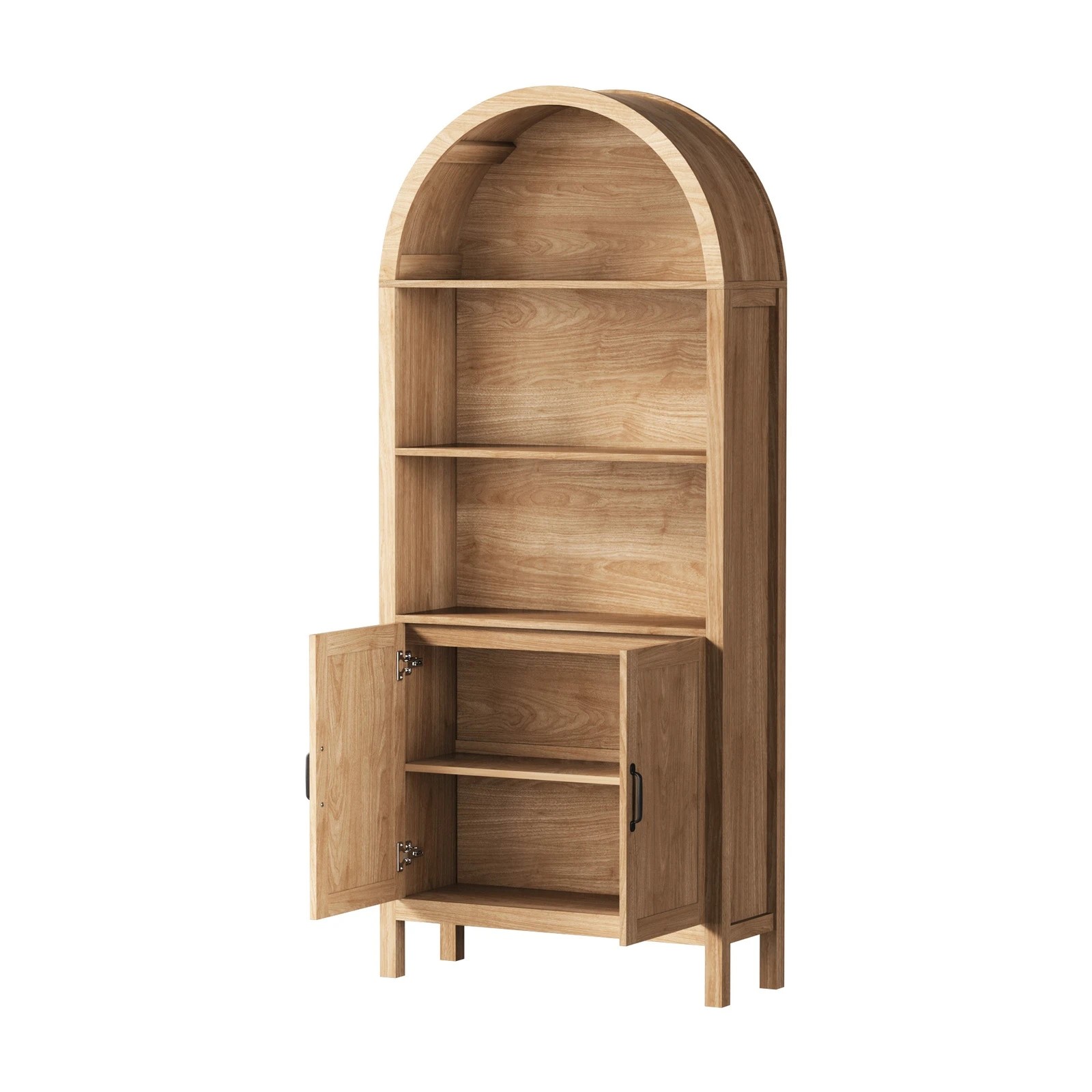 7 Oikiture Arched Bookshelf Display Shelf Bookcase Bookshelves Storage Cabinet
 - natural, 7 of 10